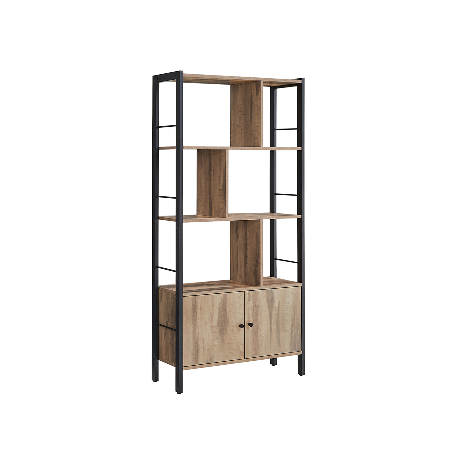 VASAGLE Bücherregal eiche, schwarz 74,0 x 30,0 x 154,5 cm, 1 St.