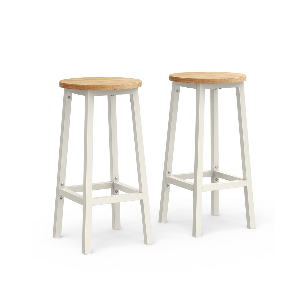 Barhocker 2er Set ebenholzschwarz-eichenbeige-weiß
