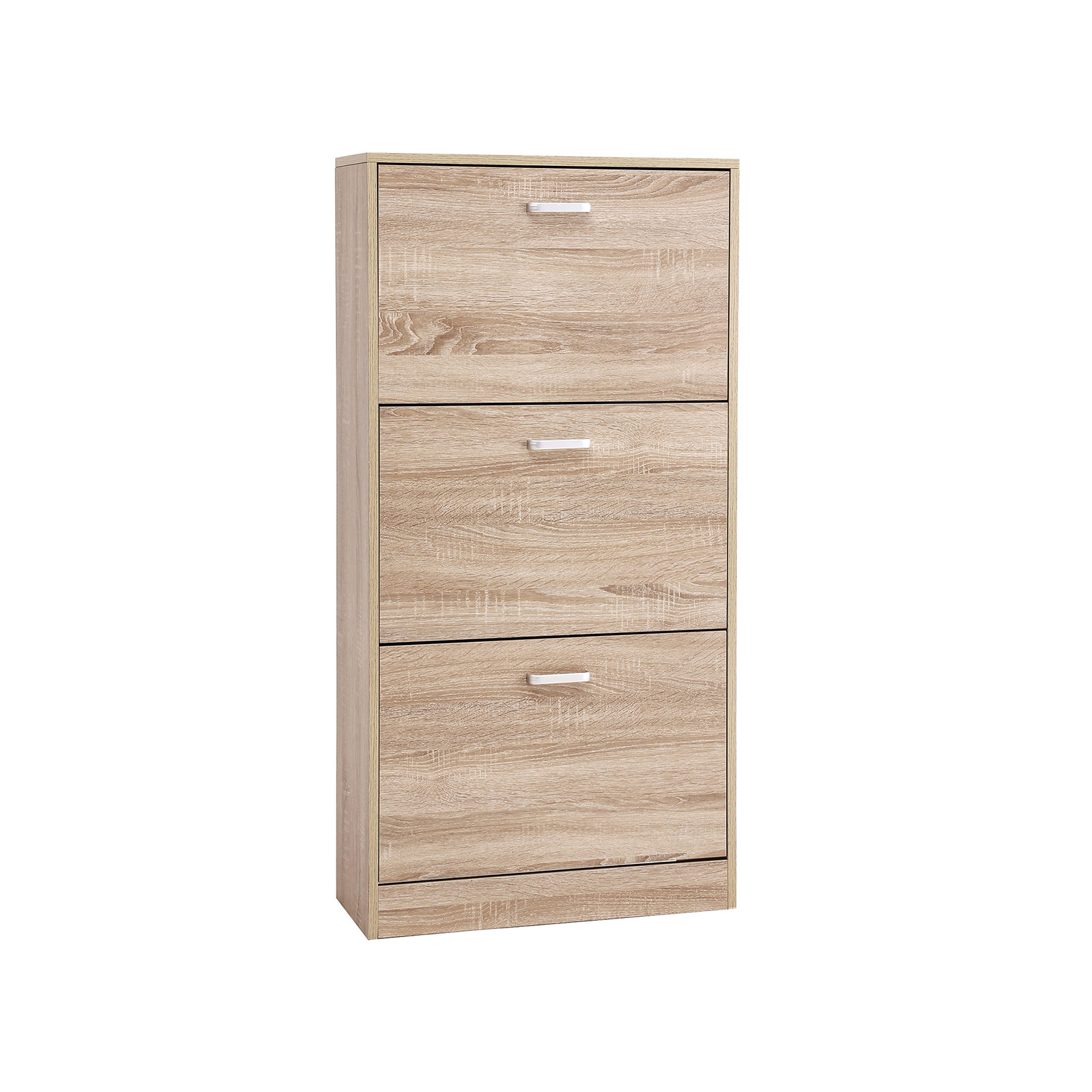 VASAGLE Schuhschrank mit 3 Klappen, verstellbar, 60 x 24 x 120 cm | Schuhkommode mit 3 Fächern für Flur, Wohnzimmer, Schlafzimmer, holzfarben, CUSTOS Kollektion LBC03NL