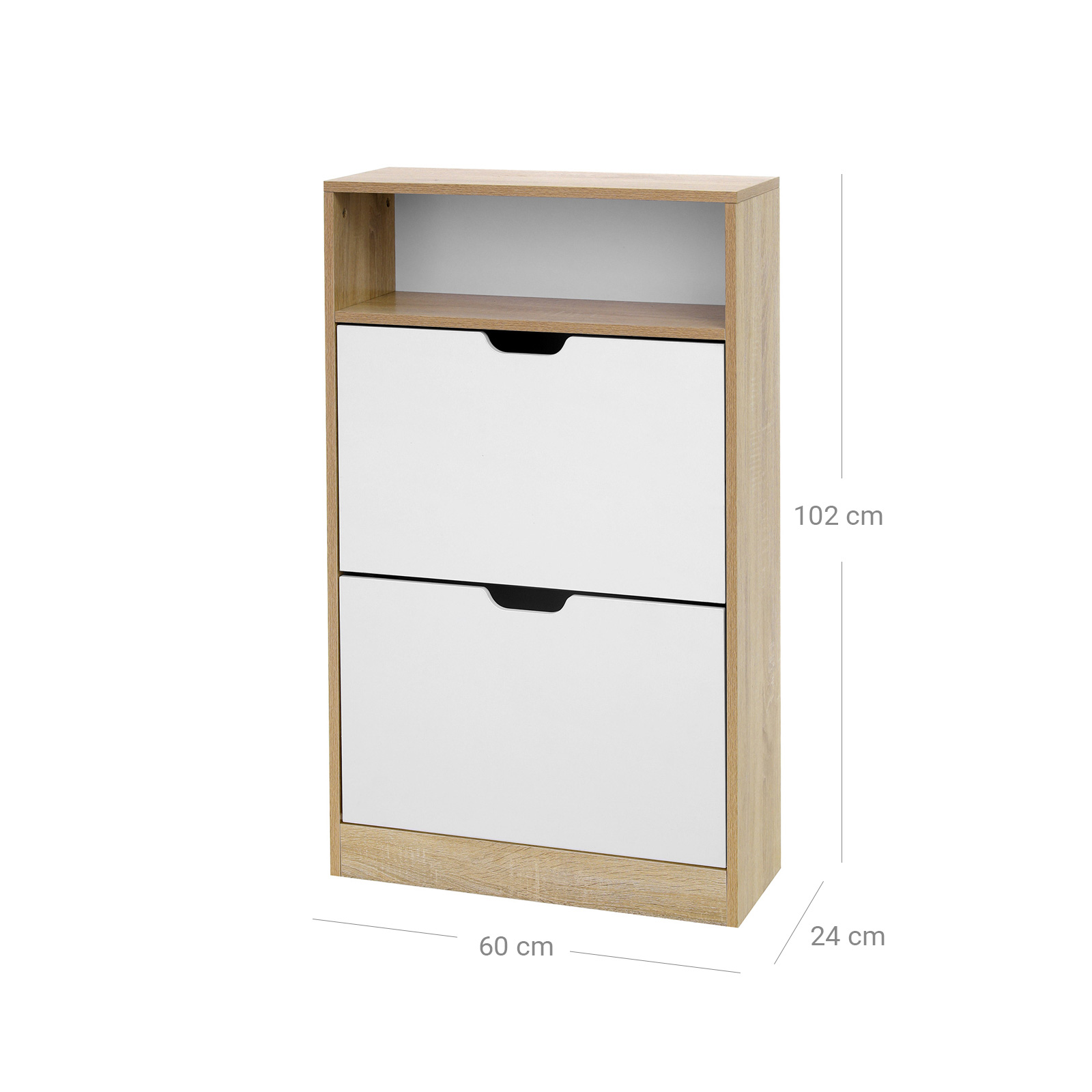 VASAGLE Schuhschrank mit 2 Klappen, Schuhregal mit Zusatzfach