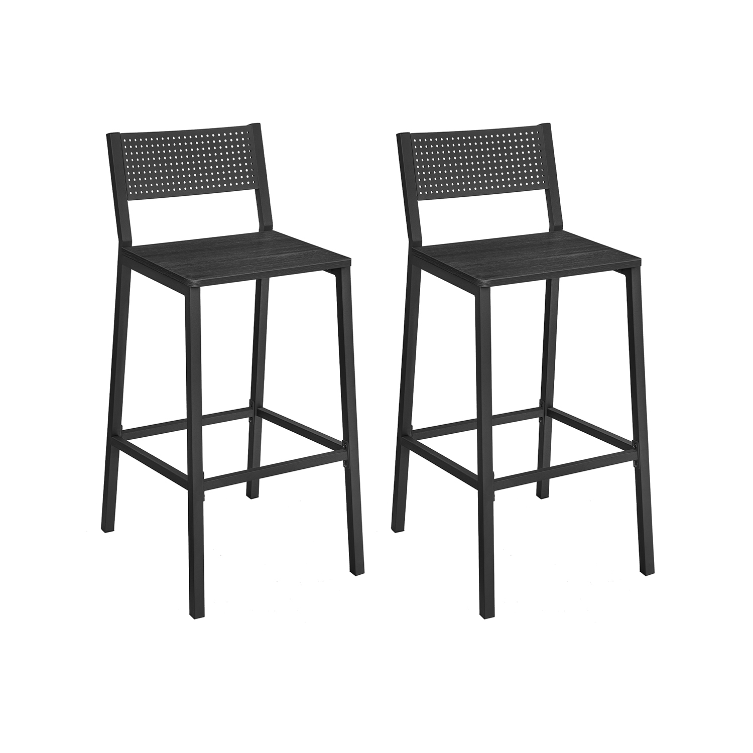 Vasagle Industrie-Design Barhocker 2er Set Anthrazit Und Schwarz