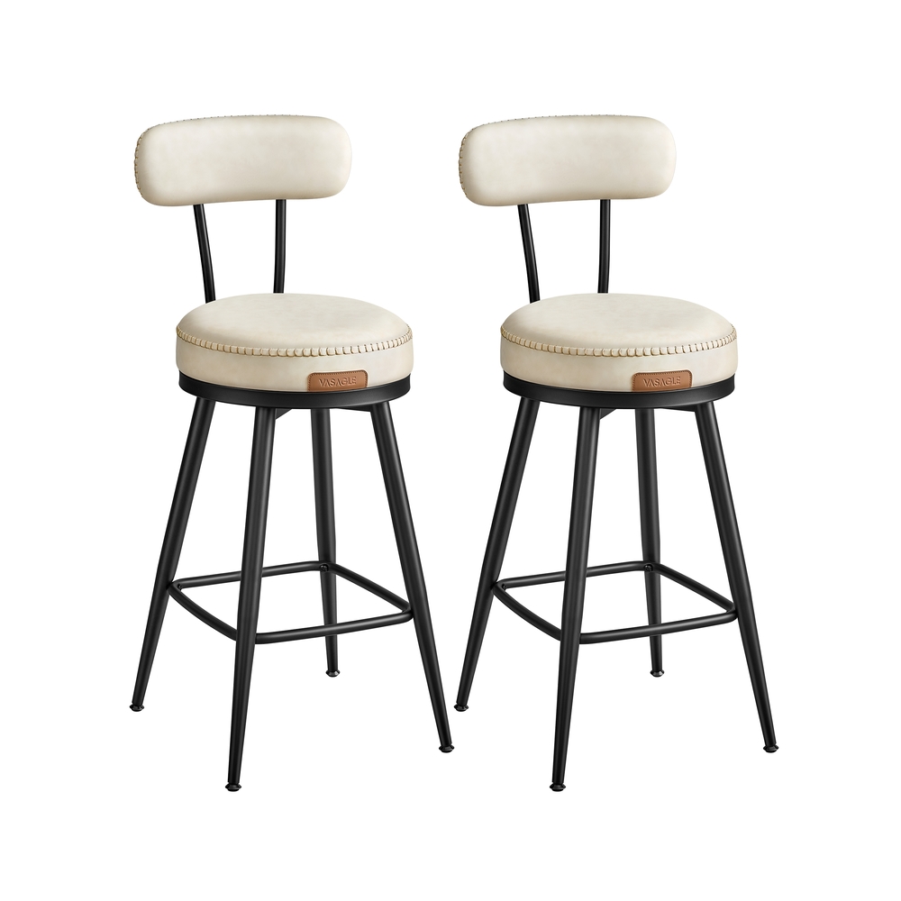 EKHO Kollektion - Barhocker 2er Set aus Kunstleder Cremeweiß