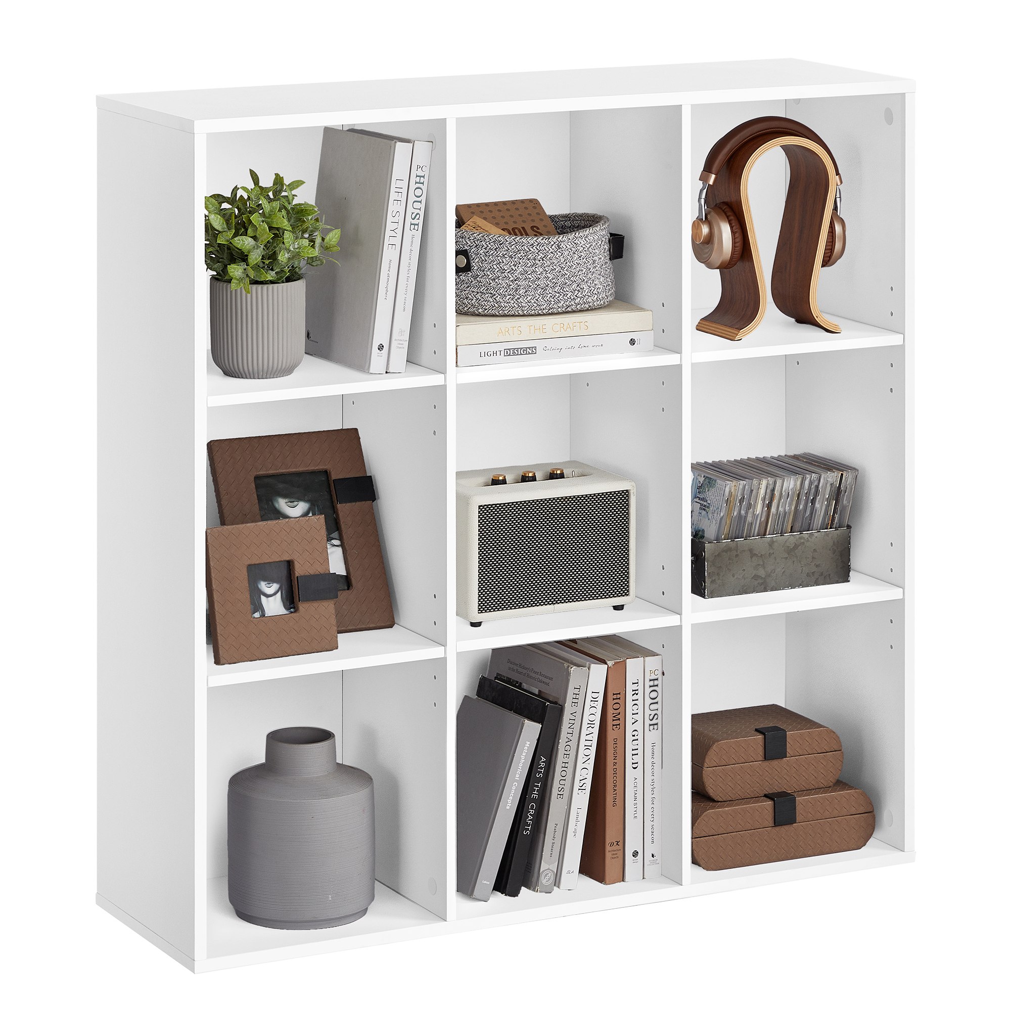 Bücherschrank weiß 9 Fächer für Wohnzimmer oder Büro
