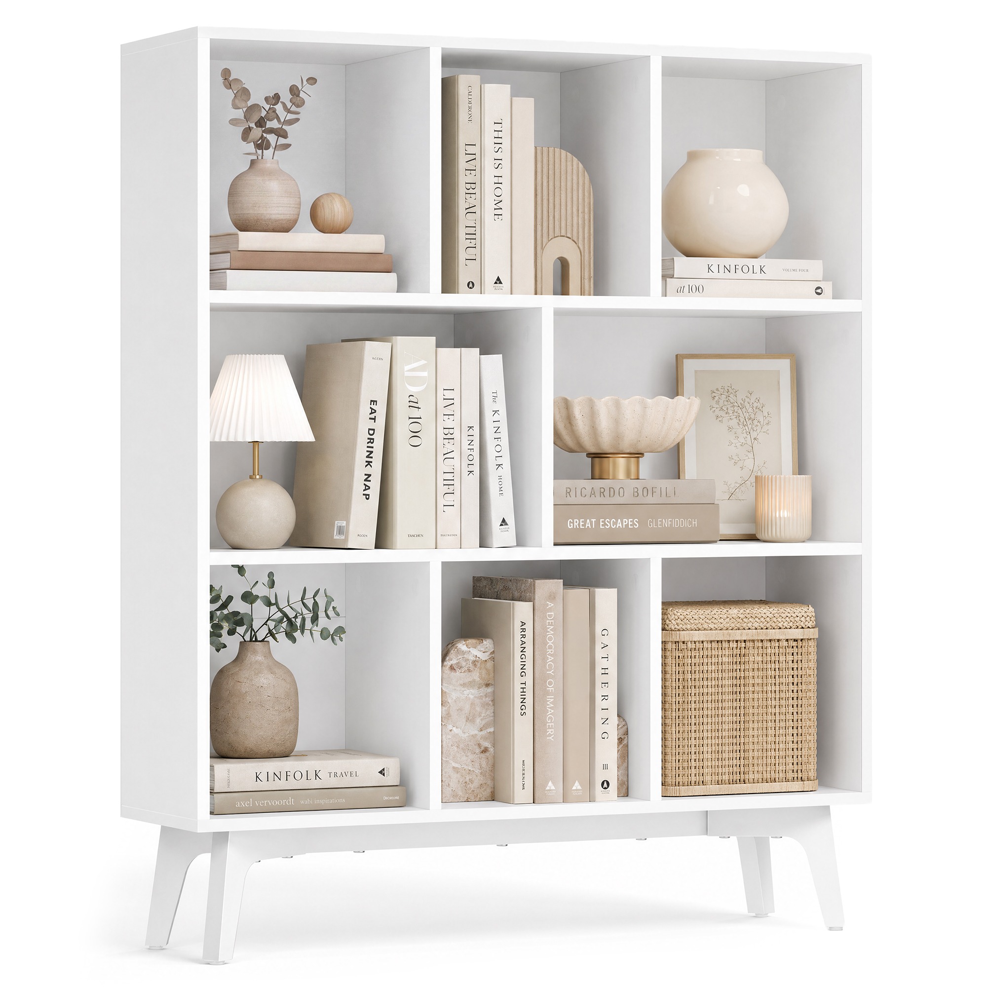 Bücherregal wolkenweiß 8 Fächer 24x90x107,4 cm