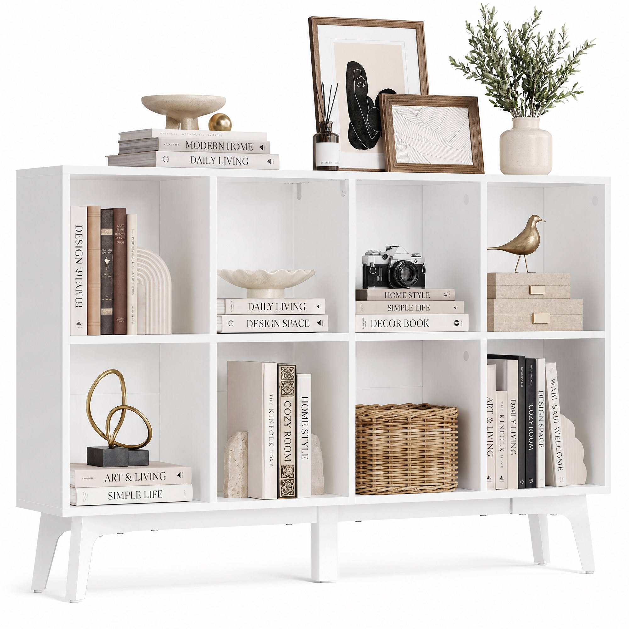 Bücherregal wolkenweiß 8 Fächer 24x119,6x77 cm