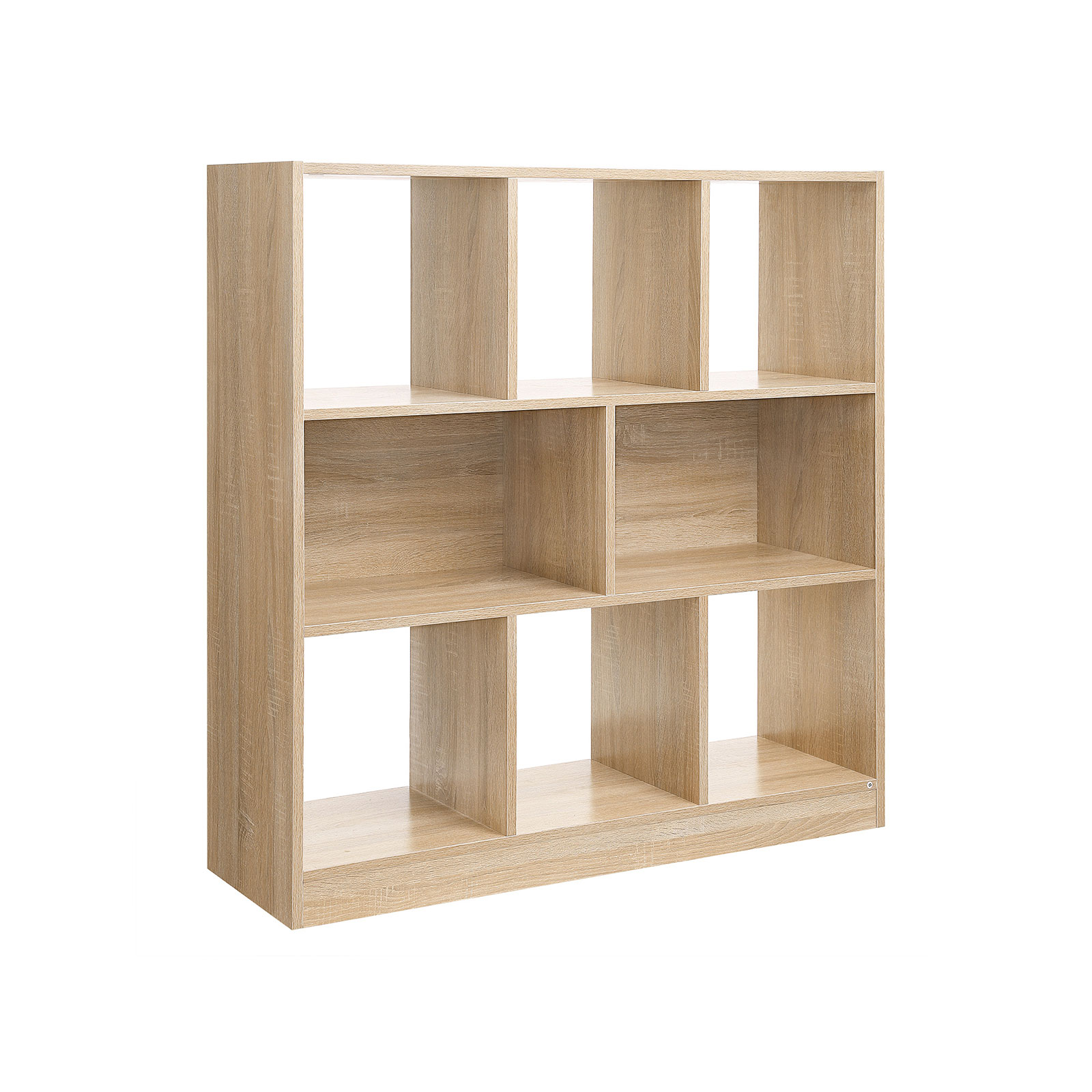 VASAGLE Custos Kollektion - Bücherregal, Regal, Würfelregal, Standregal, 8 offene Fächer, horizontal, vertikal oder kopfüber verwendbar, 97,5 x 30 x 100 cm, eichefarben LBC52NL