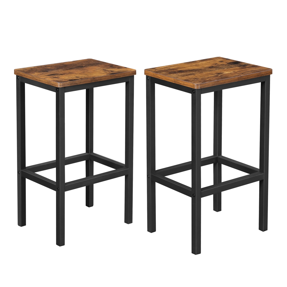 VASAGLE Barhocker, 2er Set, Barstühle, Küchenstühle, für Küche, Wohnzimmer, Esszimmer, 40 x 30 x 65 cm, vintagebraun-schwarz LBC65X