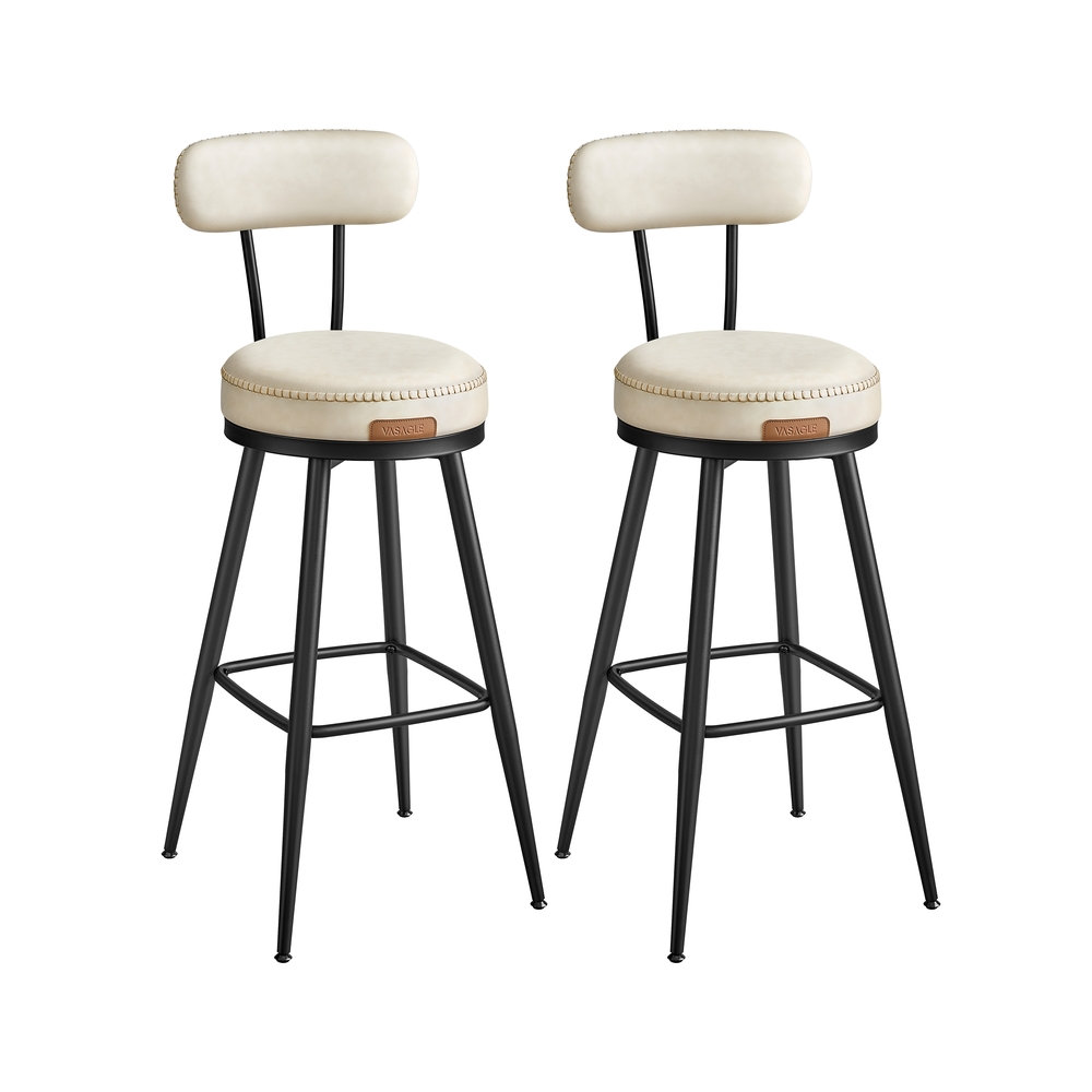 EKHO Kollektion - Barhocker 2er Set aus Kunstleder Cremeweiß