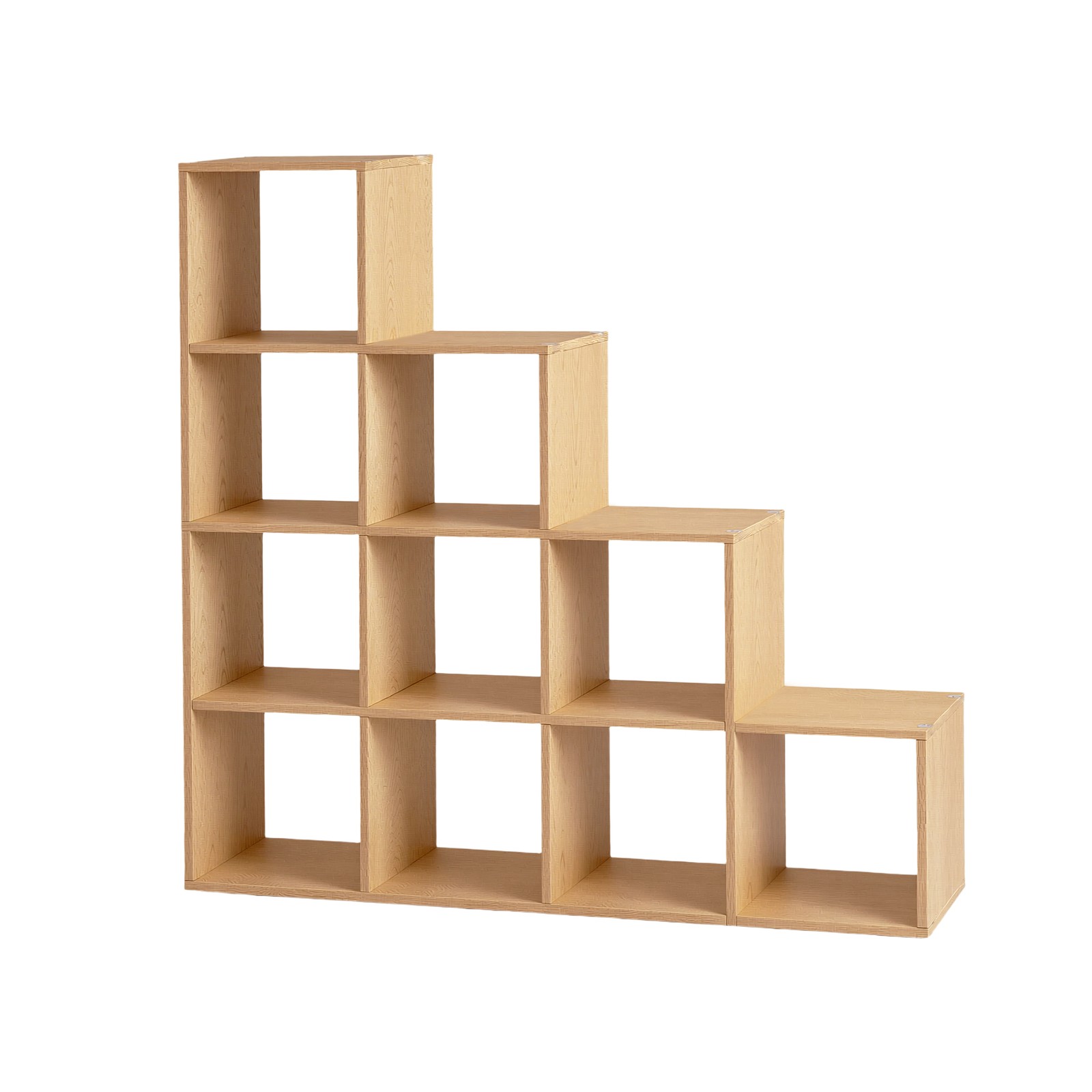 Bücherregal mit 10 Fächern, Stufenregal, Wohnzimmer