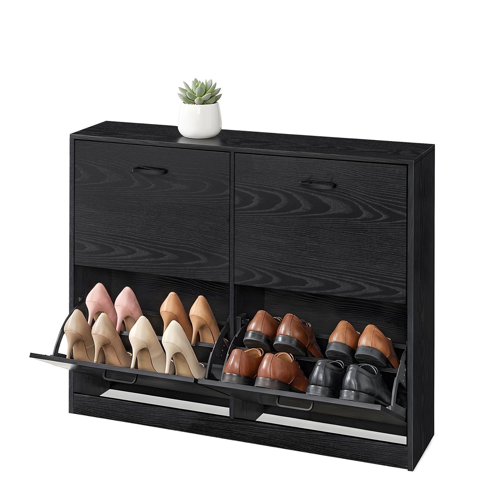 VASAGLE Schuhschrank, LBC035B01 schwarz 4 Fachböden 105,5 x 24,0 x 82,7 cm