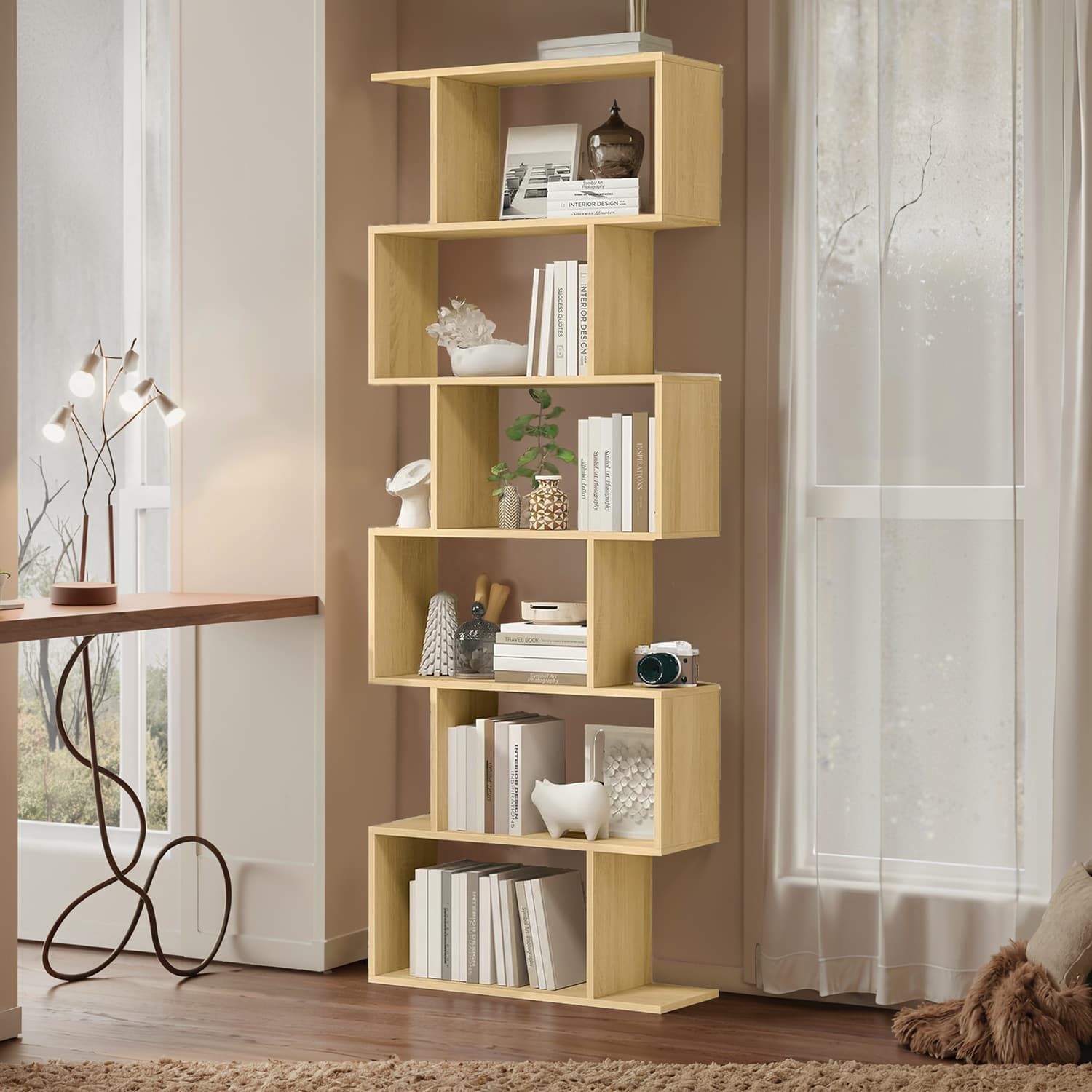6 stufiges Bücherregal, Standregal freistehend, Büroregal zur Präsentation