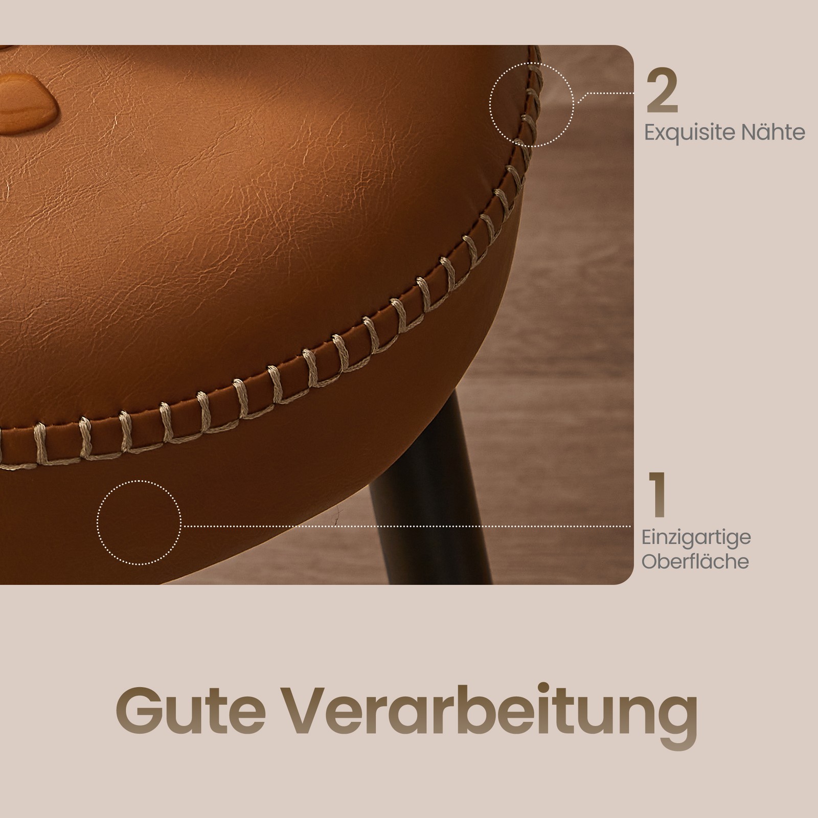 Barhocker 2er Set, Thekenhocker, Küchenstuhl