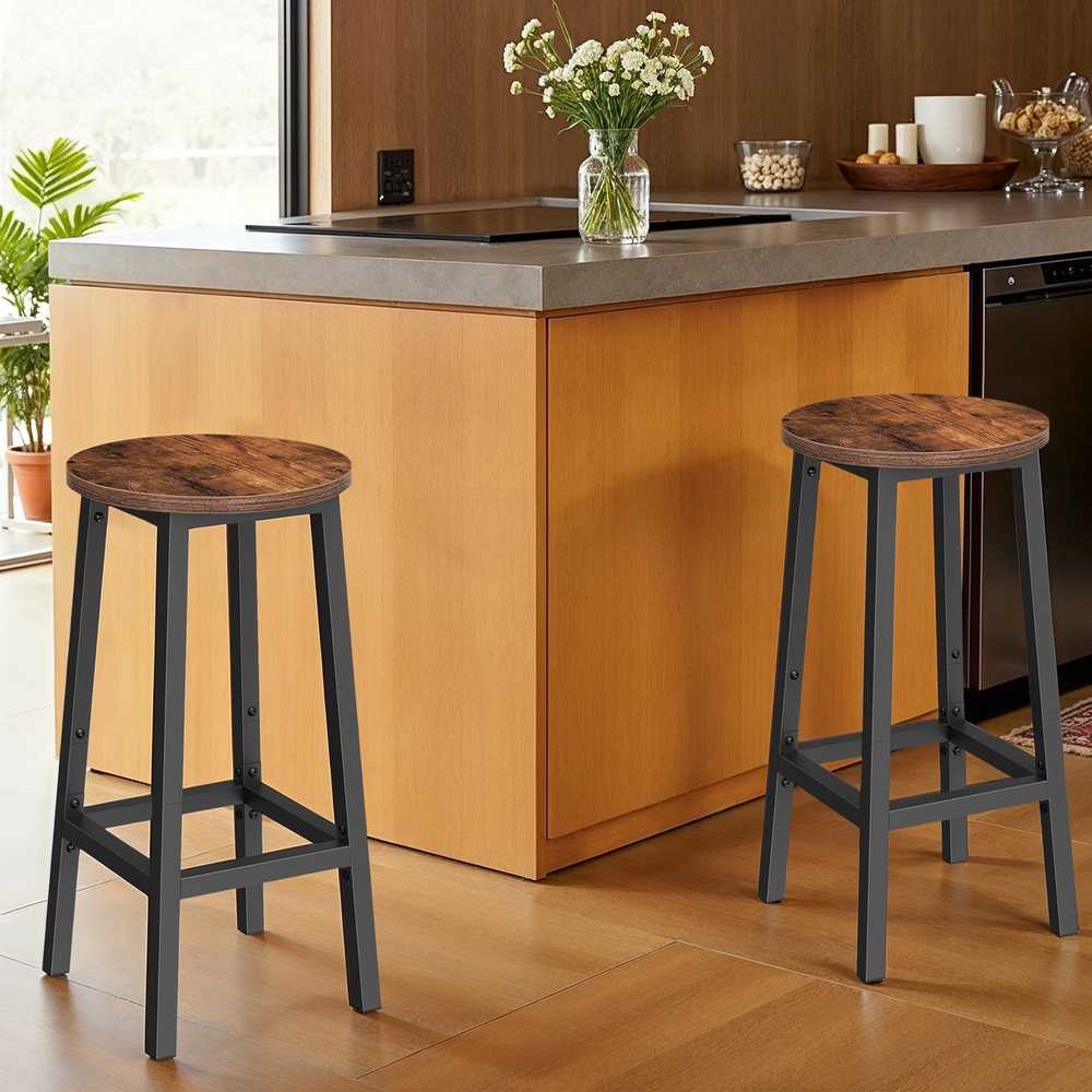 VASAGLE Küchenregal Standregal Bäckerregal mit Metallkorb 6 Haken Mikrowellenregal für Gewürz Töpfe und Pfannen modern Vintagebraun-schwarz