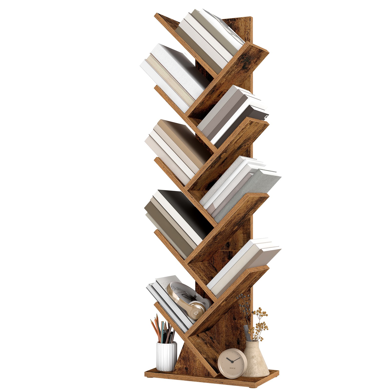 Standregal in Baumform, Bücherregal, 20 x 38 x 115