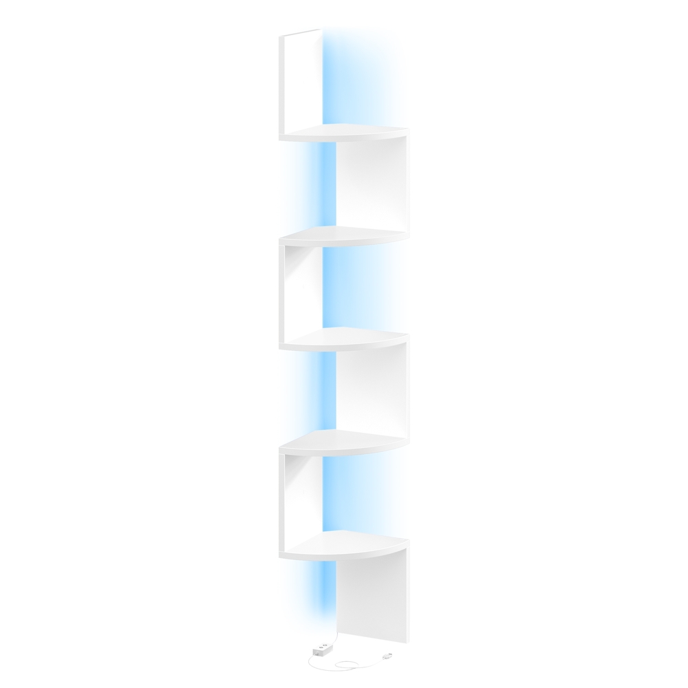 Eckregal mit LED-Beleuchtung, Wandregal 5-stufig, Fernbedienung