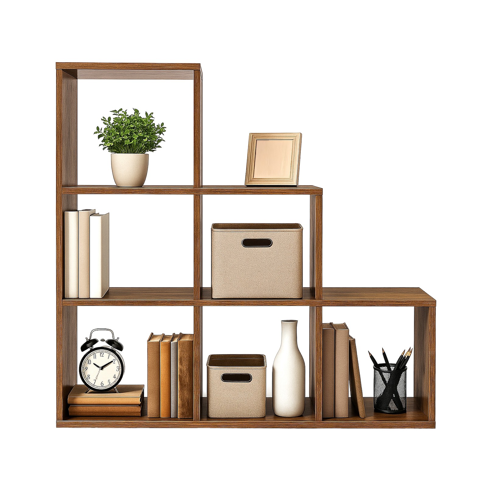 Bücherregal mit 6 Fächern, Aufbewahrungssystem, Regal für Wohnzimmer