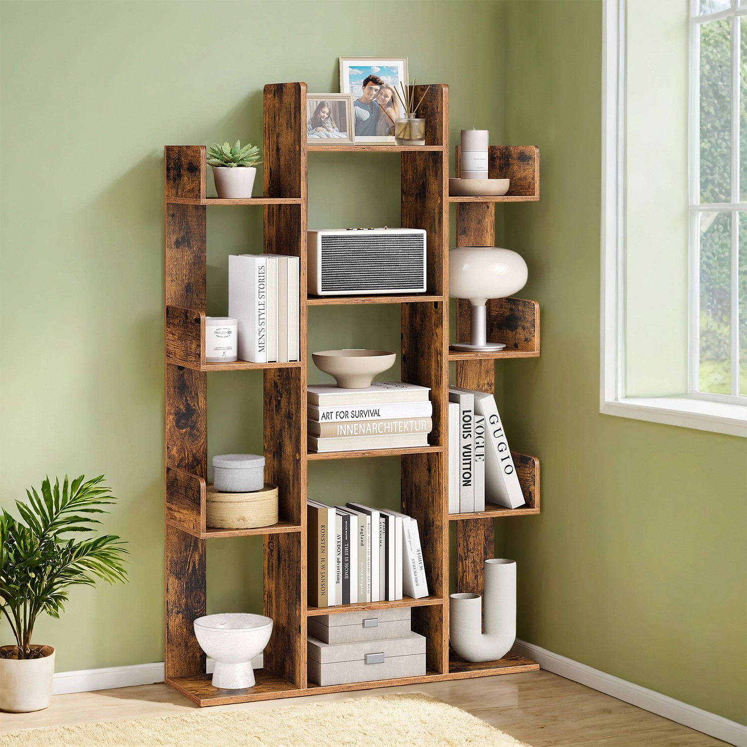 Bücherregal, Regal mit 13 Fächern, Aufbewahrungsregal