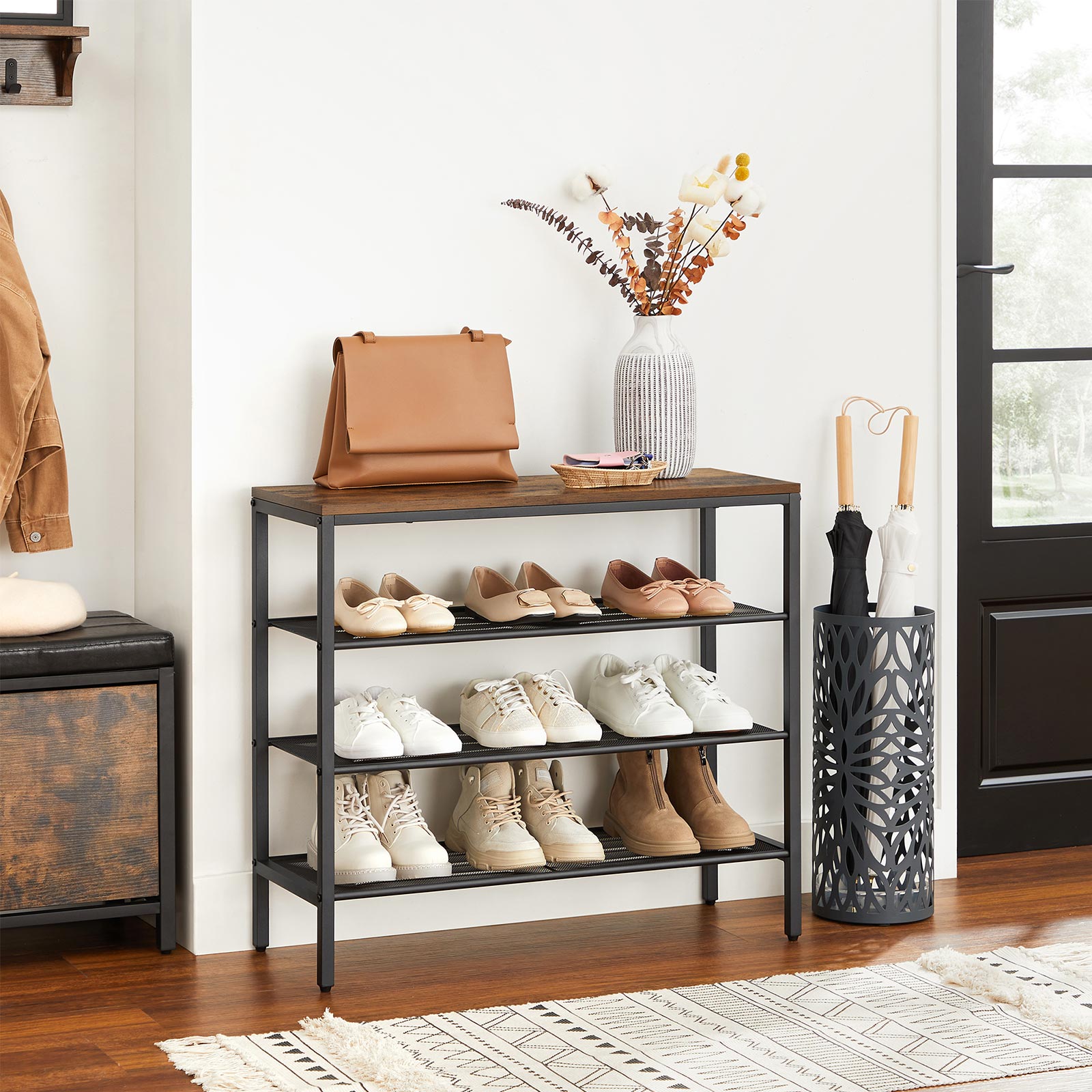 Industriestil Schuhregal mit 4 Ebenen | VASAGLE