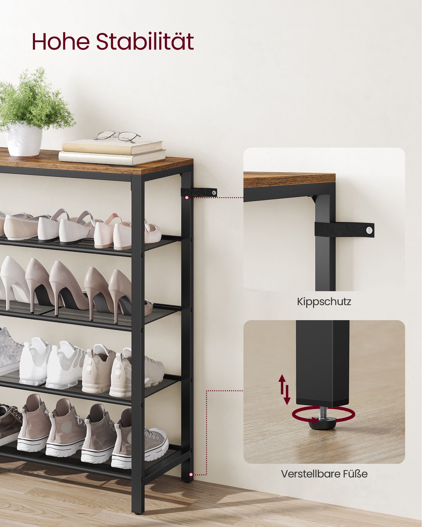 Batų lentyna su 4 tinklelio lygiais