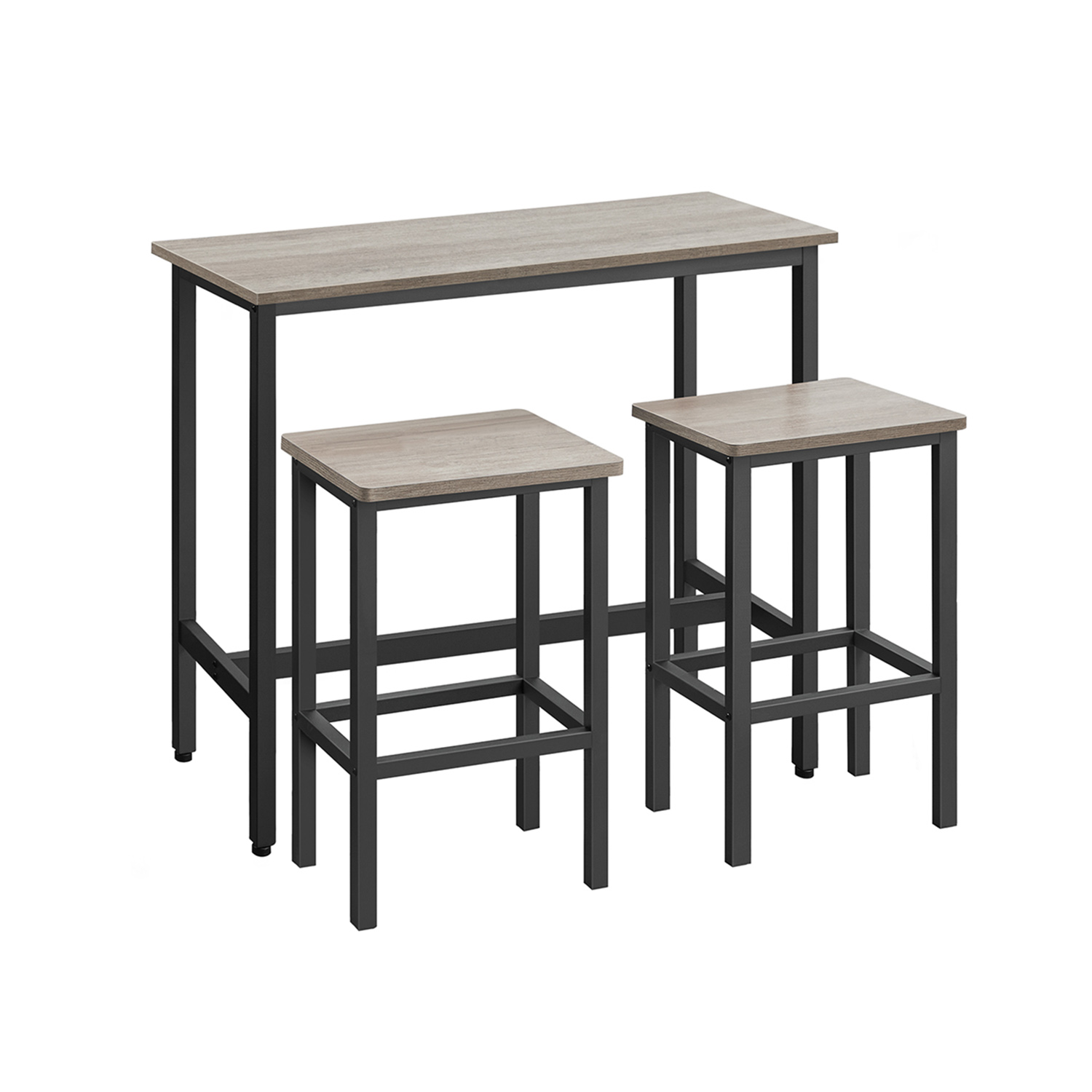 Bartisch mit Barhocker Set greige meliert-tintenschwarz
