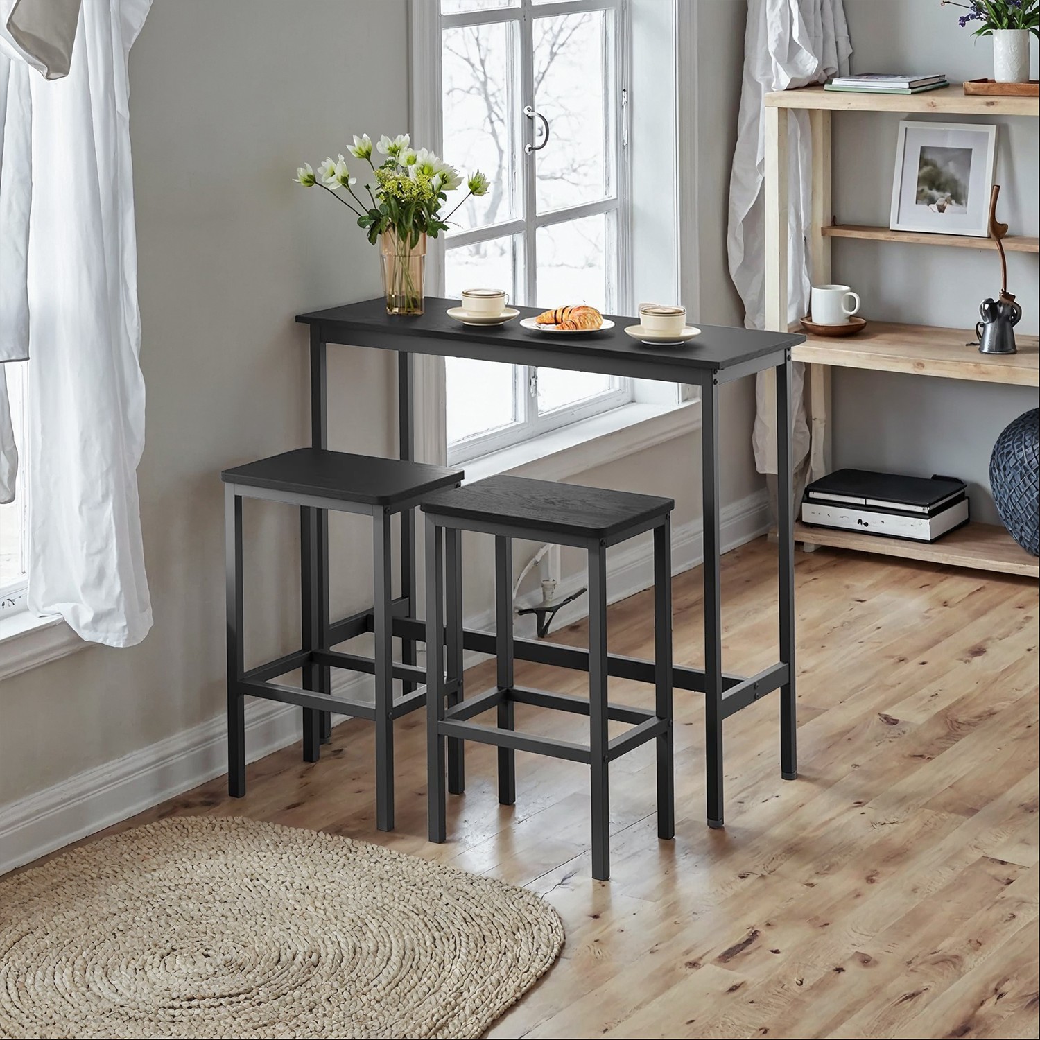 Essgruppe, Bartisch mit 2 Barhocker, Stehtisch mit Stuhl Set