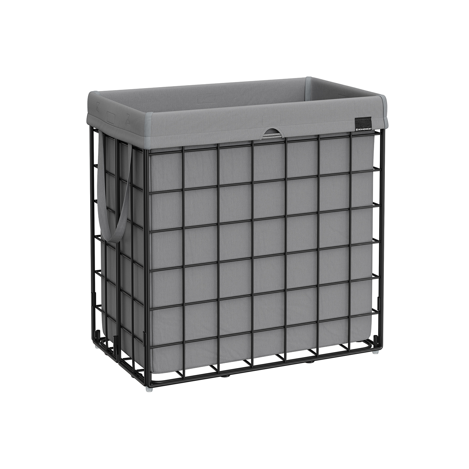 Wäschekorb 110 l faltbarer Wäschesammler abnehmbarer und waschbarer Wäschesack Metalldrahtgestell für Schlafzimmer Bad Waschküche schwarz-grau