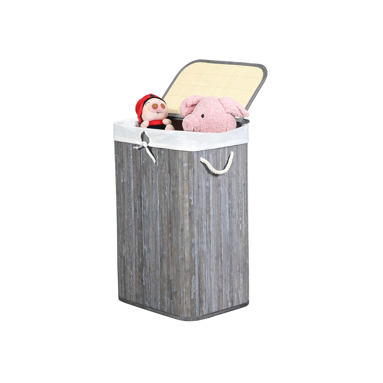 SONGMICS Wäschekorb 72 L, Wäschesammler aus Bambus, Wäschetruhe mit