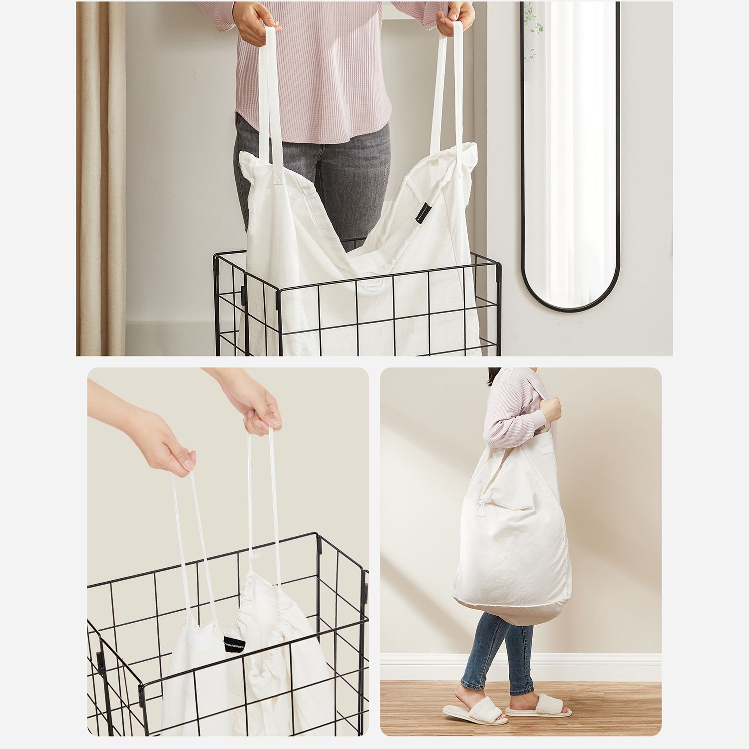 Skalbinių krepšys su nuimamu maišeliu