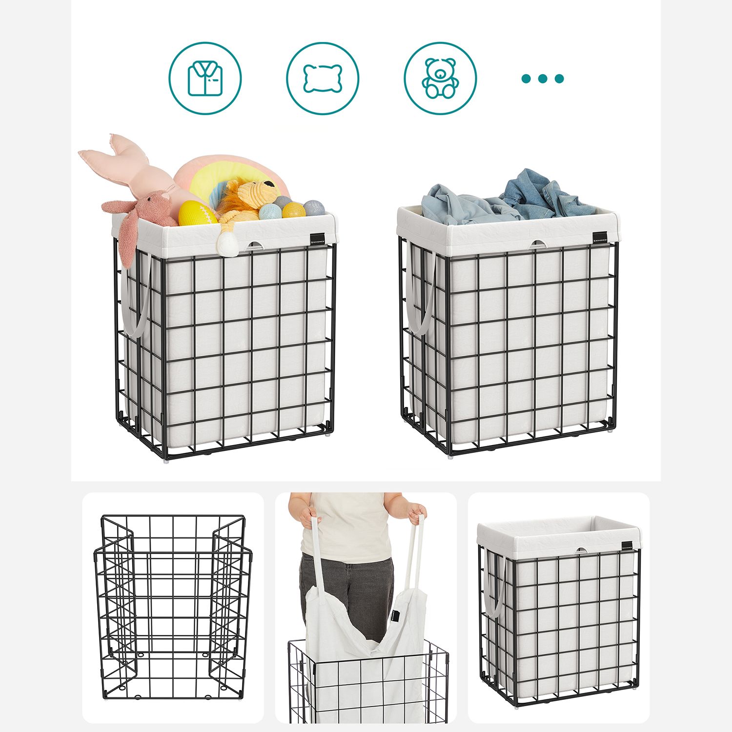 Skalbinių krepšys su nuimamu maišeliu