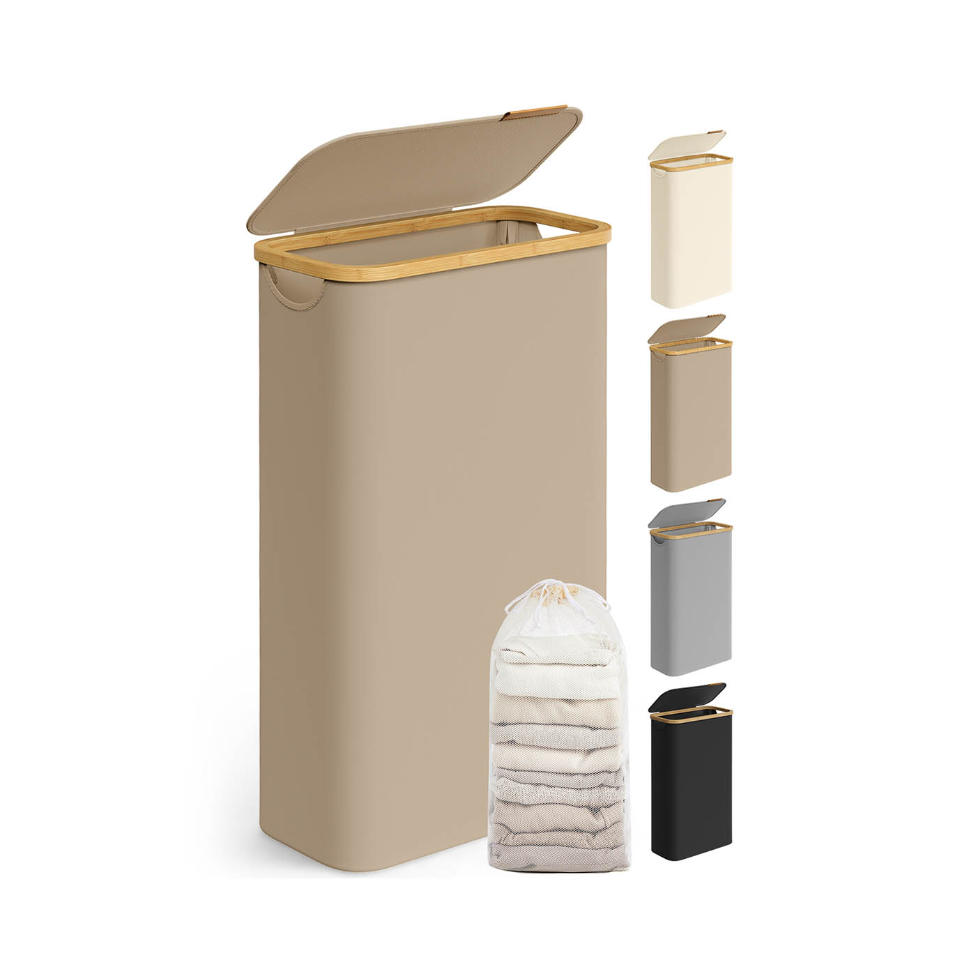 Wäschekorb 65 L mit Deckel 150 L 42 x 22,5 x 70,5 cm kamelbraun