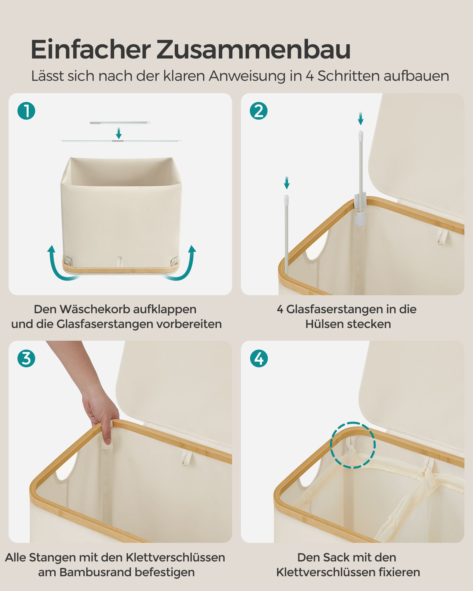 Skalbinių krepšys 2 skyrių su dangčiu baltos spalvos