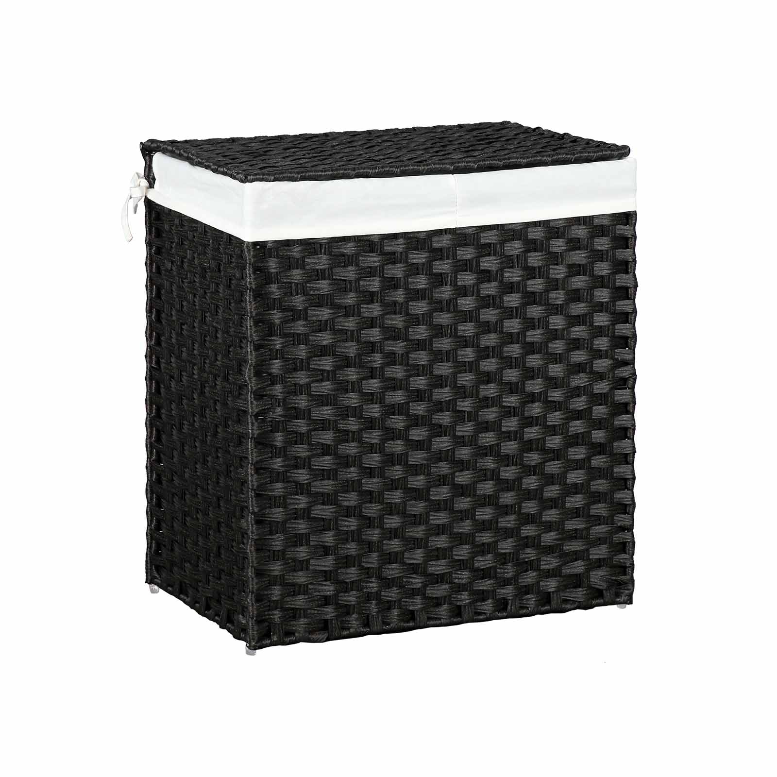 Wäschekorb 110 L Polyrattan Schwarz