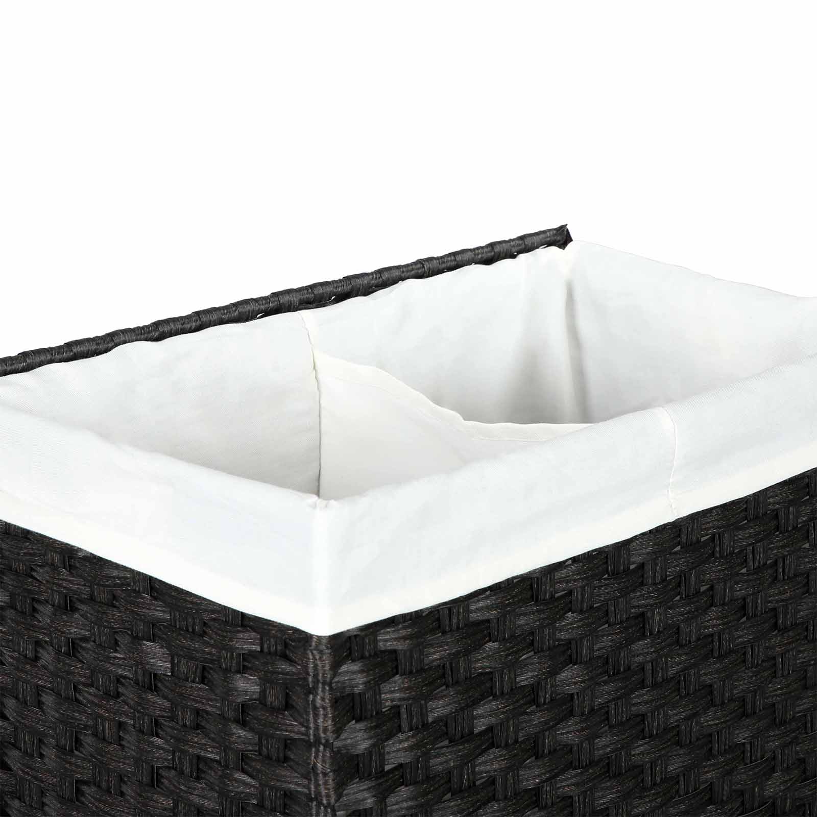 Wäschekorb 110 L Polyrattan Schwarz