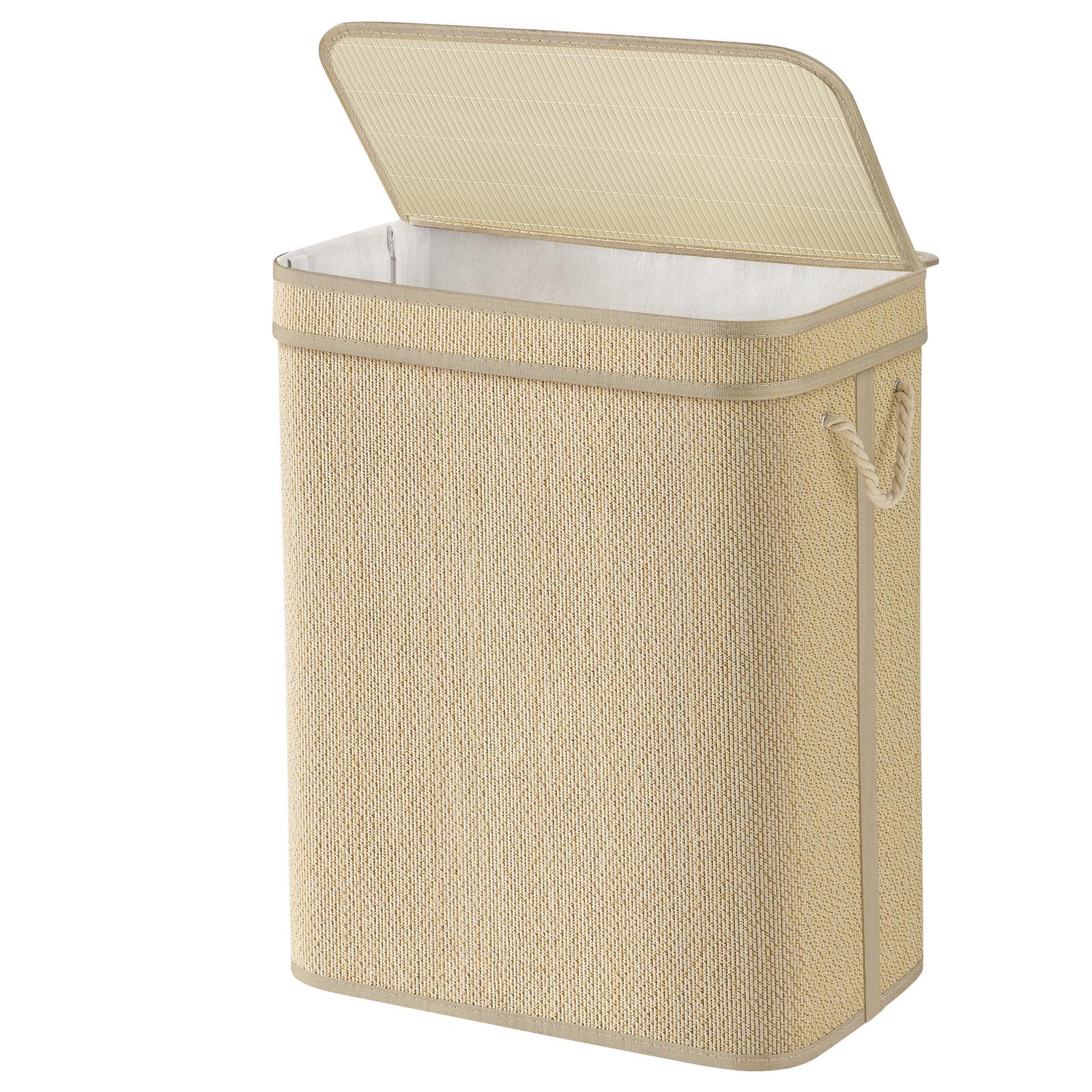 Wäschebox Bambus, herausnehmbarer und waschbarer Wäschesack, 90L