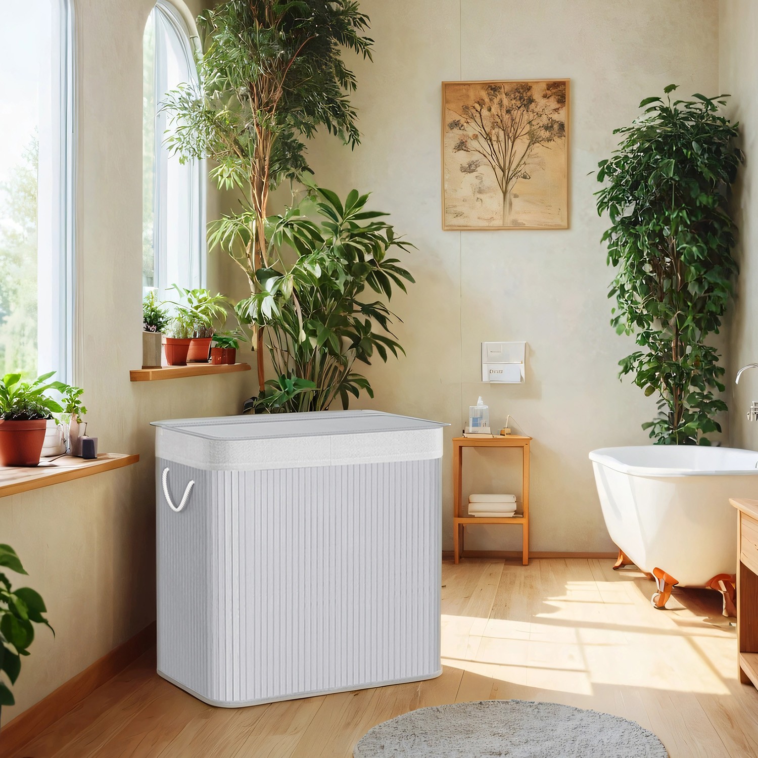 Wäschekorb, Wäschesammler 150 L, 3 Fächer