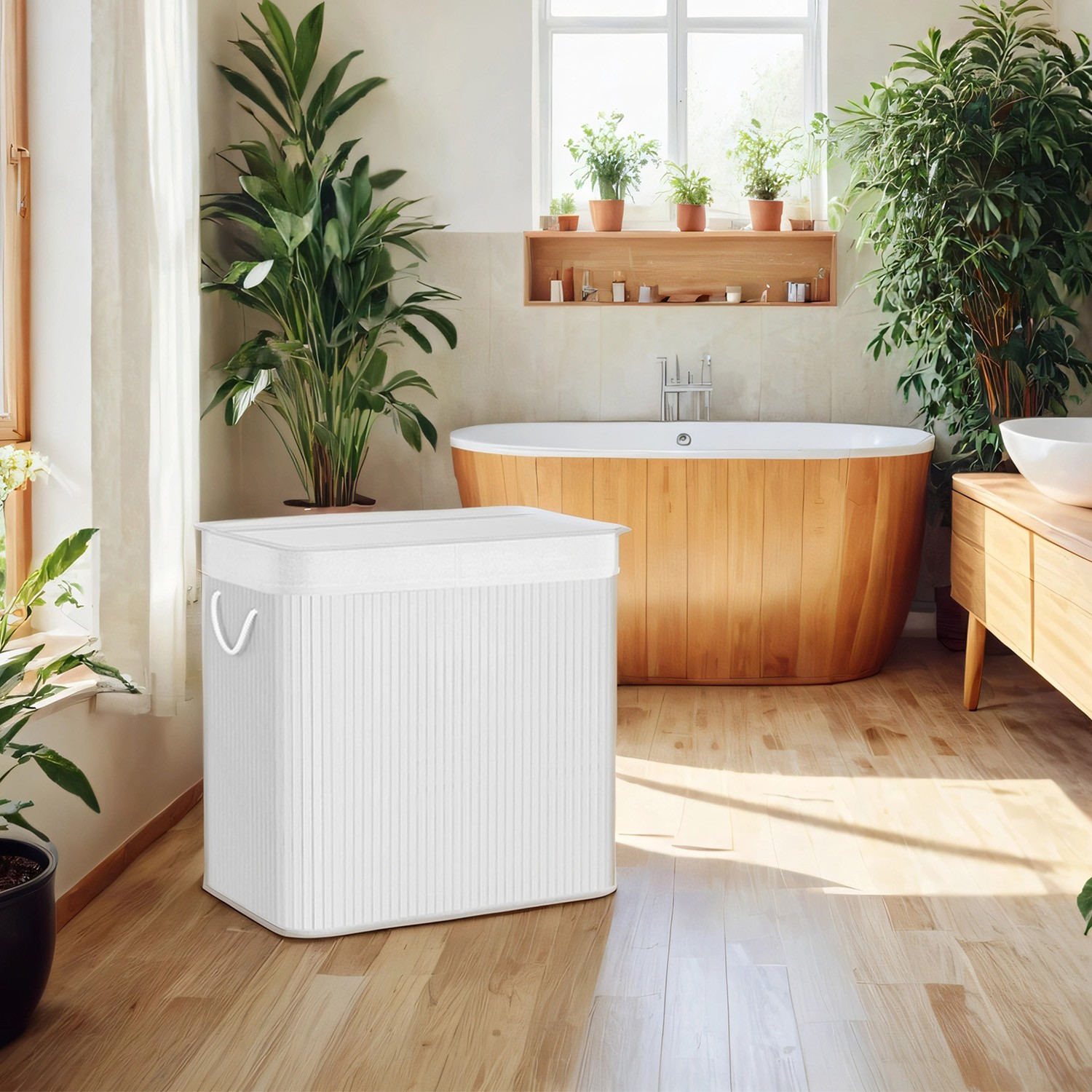 Wäschekorb, Wäschesammler 150 L, 3 Fächer