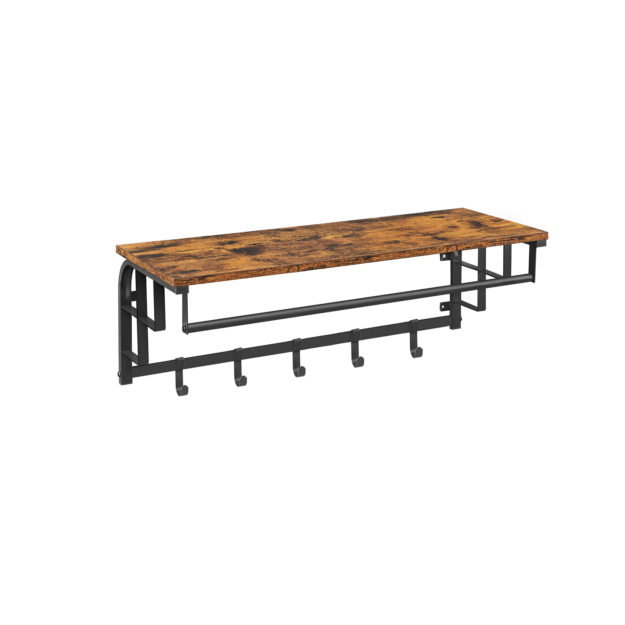 VASAGLE Wandgarderobe braun Holz 5 Haken 80,0 x 27,0 cm, 1 St.