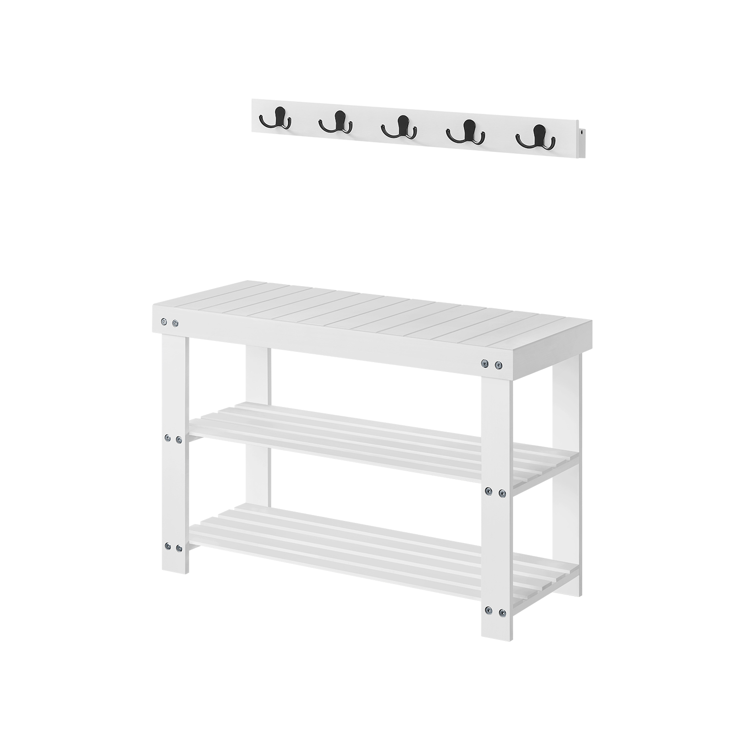 Schuhbank Wandgarderobe Set, Schuhregal mit Sitzfläche, multifunktional