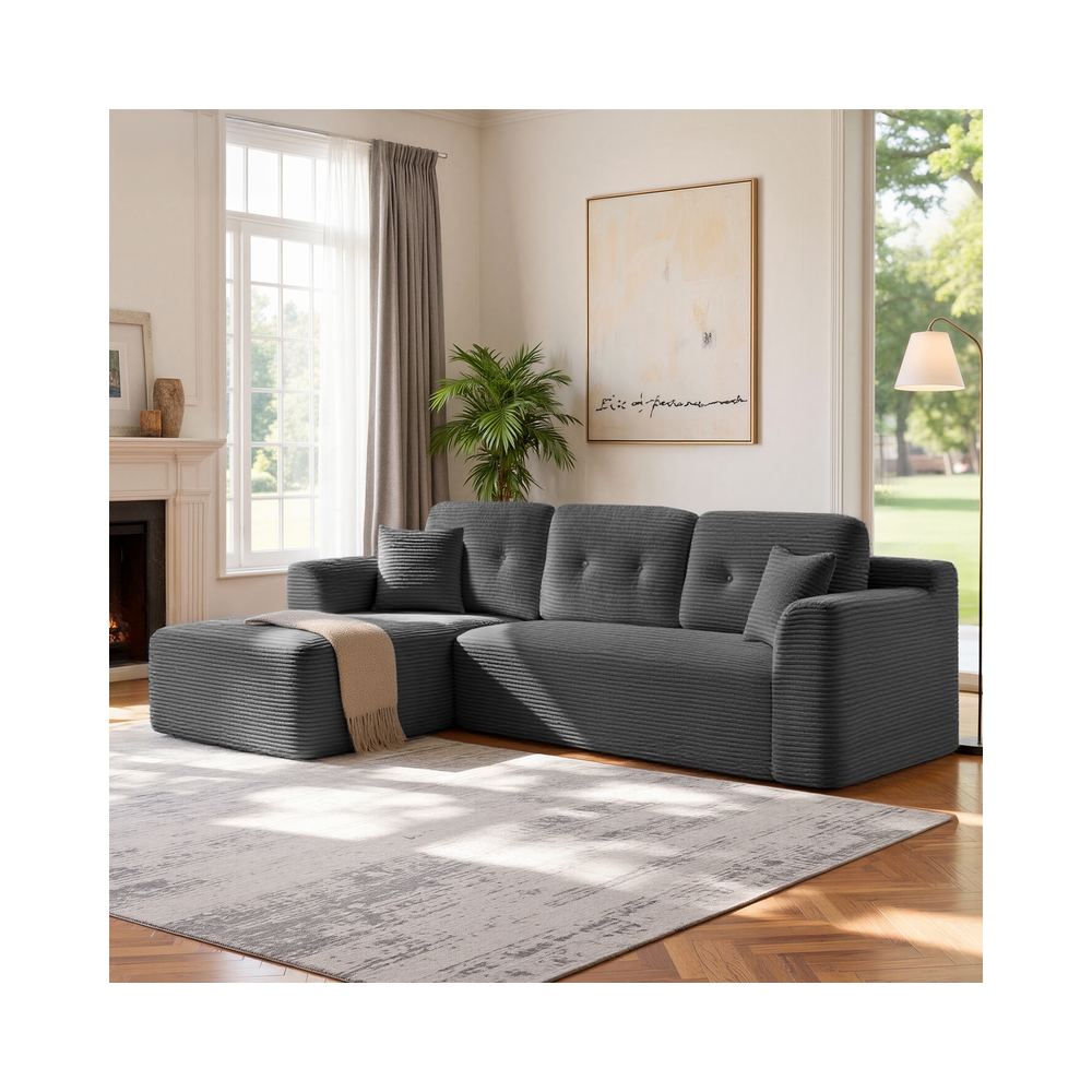 Modulares Ecksofa 244 cm mit Chaiselongue schiefergrau