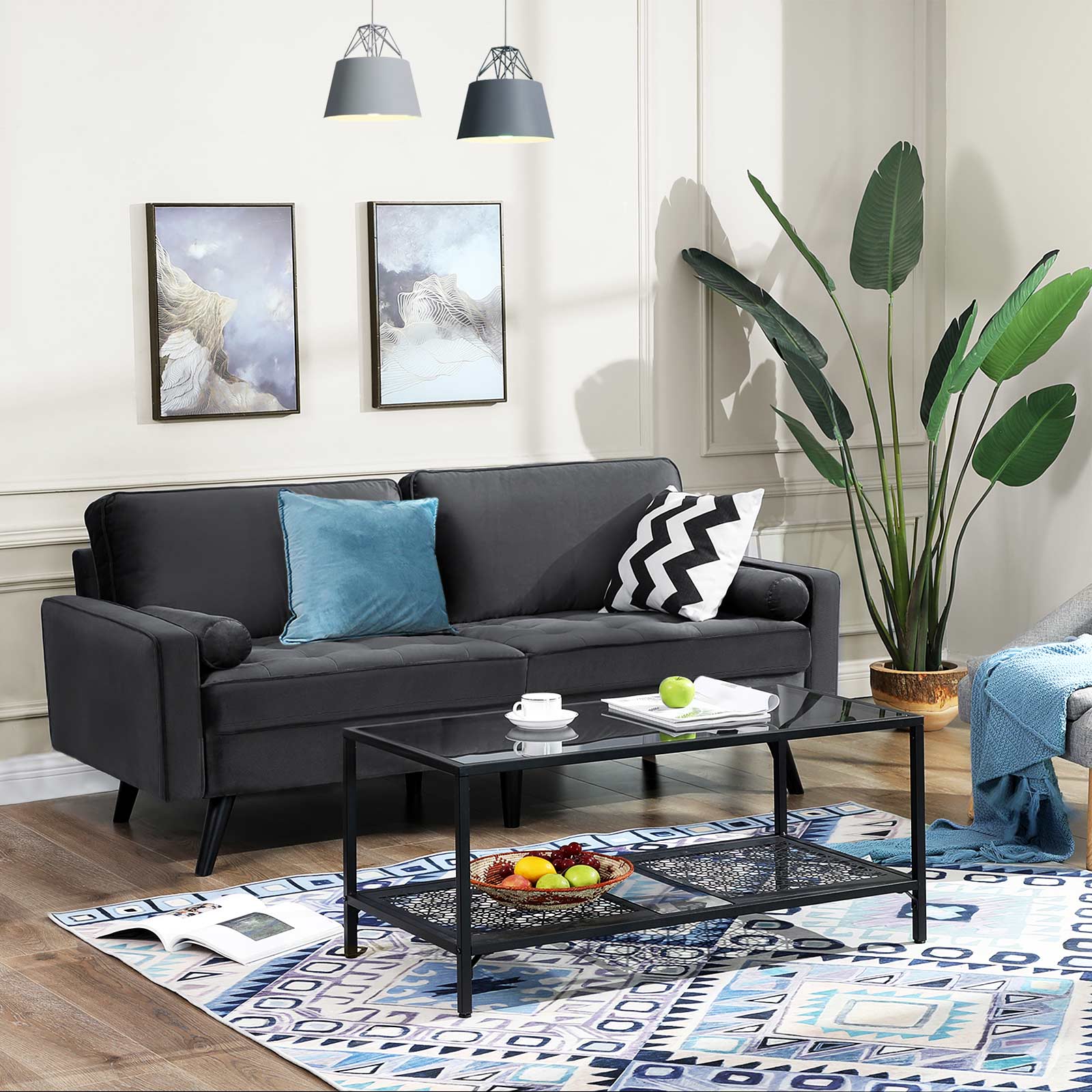 Sofa 3 Sitzer mit Bezug aus Samt