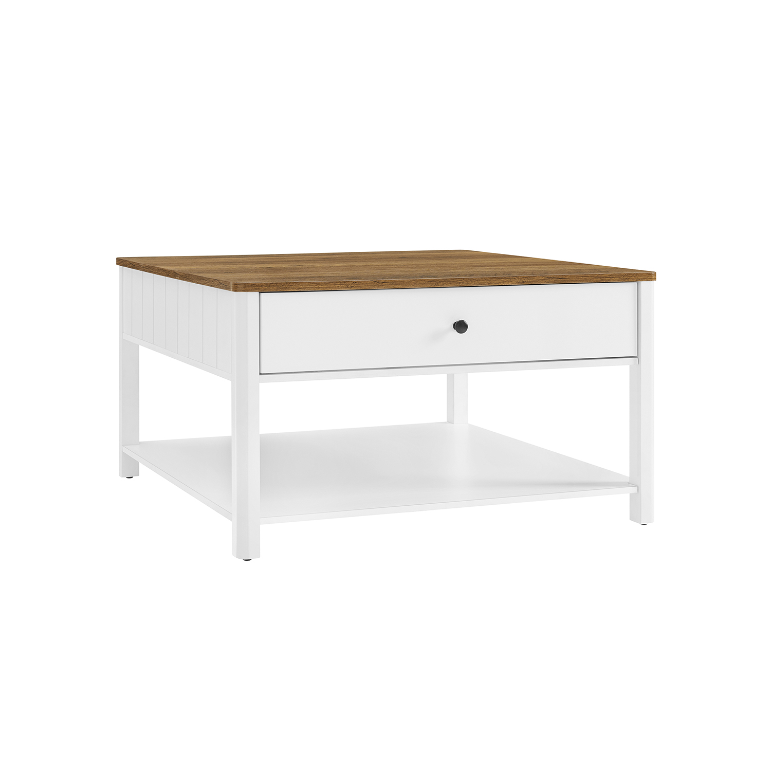 Vasagle - Couchtisch Wohnzimmertisch Sofatisch 2 große Schubladen mit Beinen viel Stauraum maritimer Stil 80 x 80 x 45 cm für Wohnzimmer