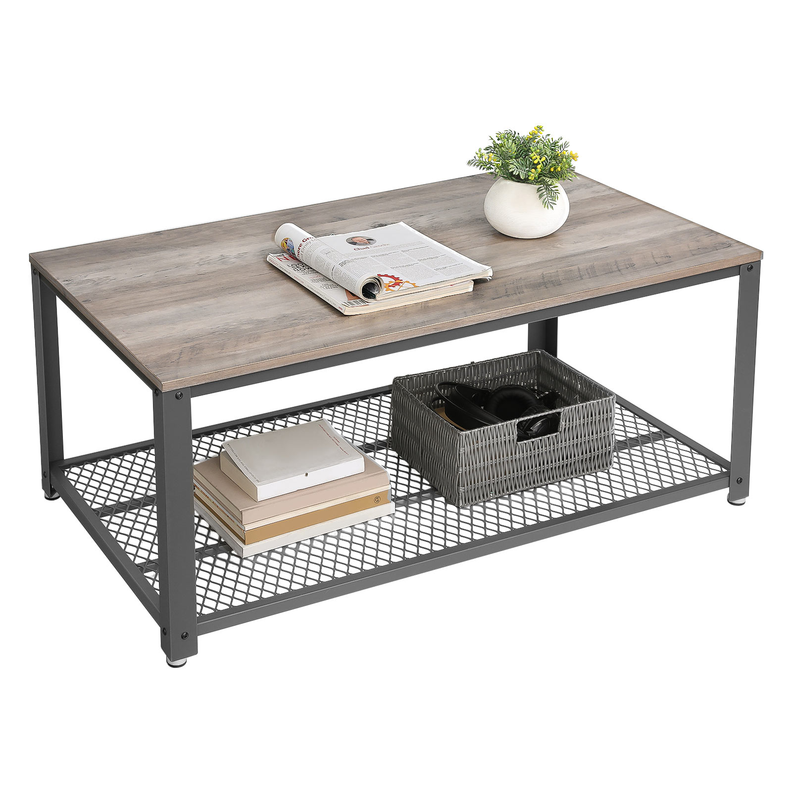 VASAGLE Couchtisch, Wohnzimmertisch, Sofatisch mit großer Ablage