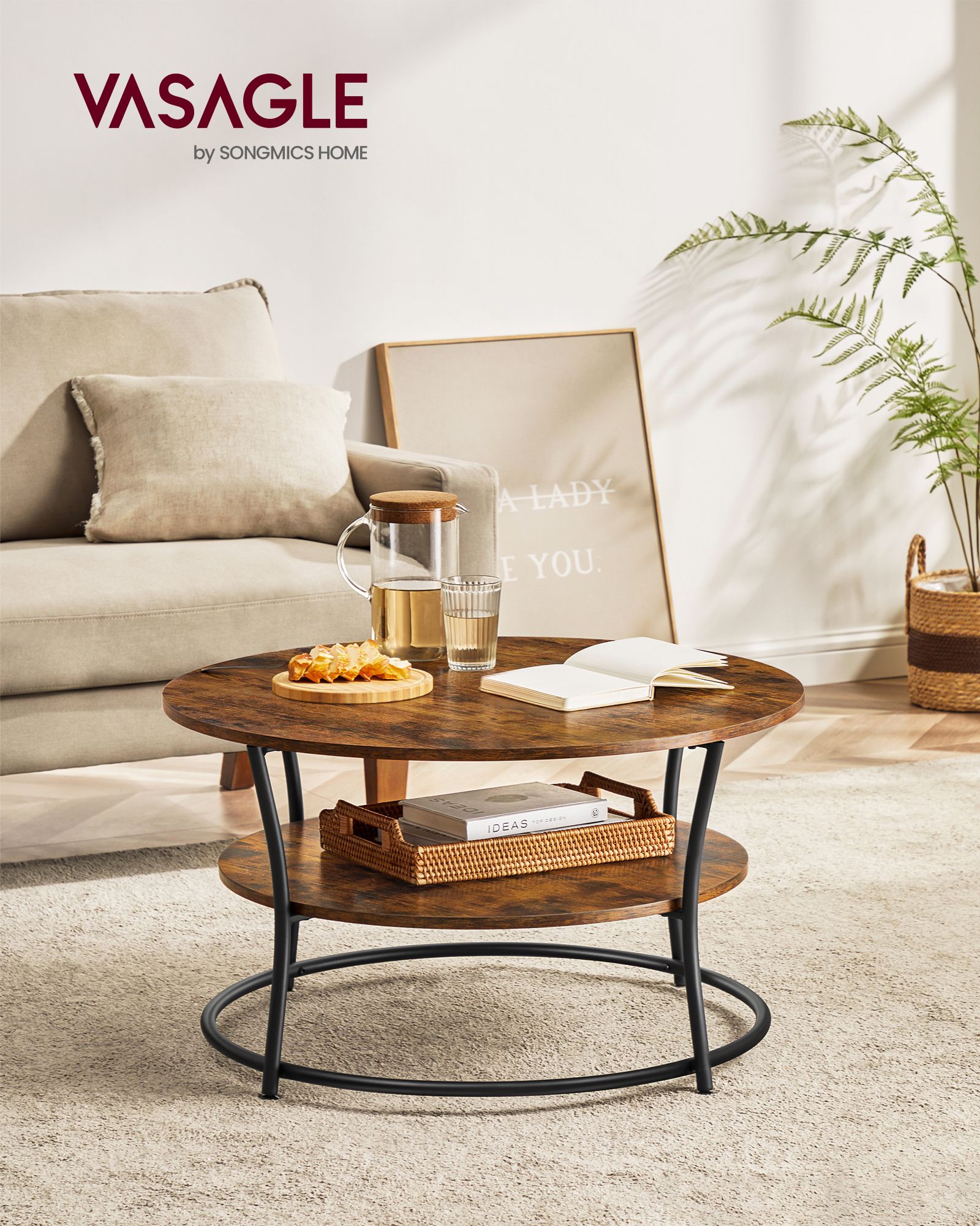 Žurnalinis staliukas su 2 lentynomis