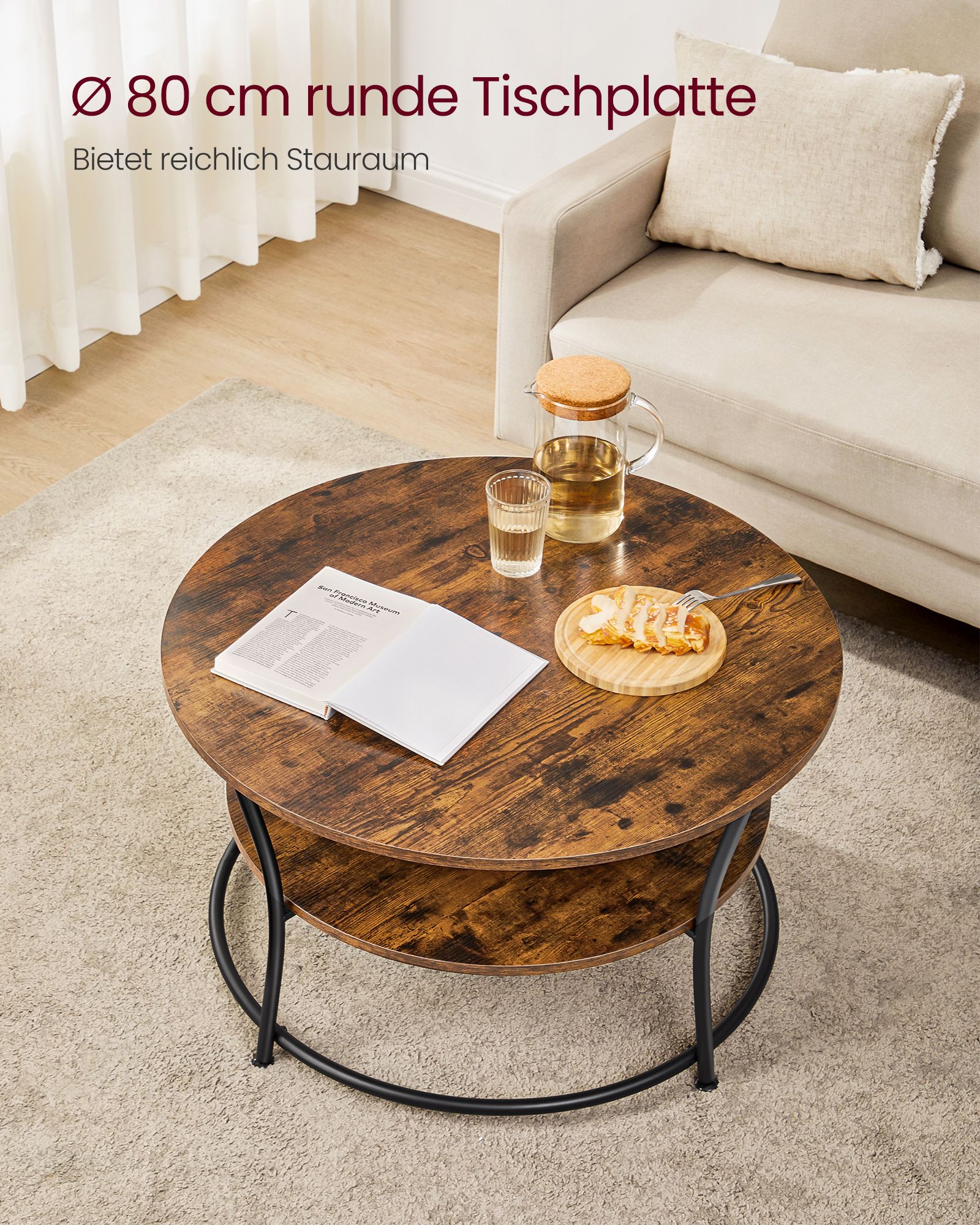 Žurnalinis staliukas su 2 lentynomis