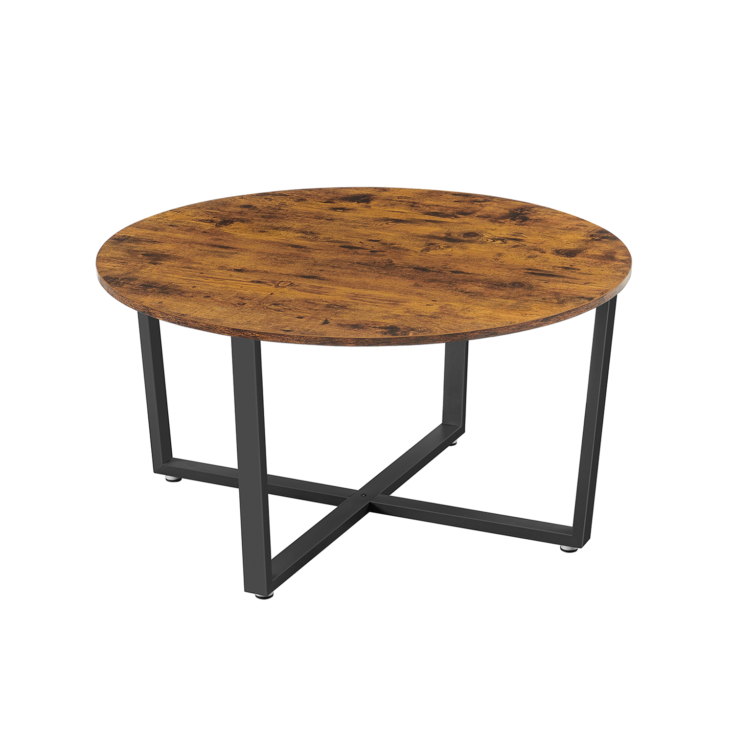 VASAGLE Couchtisch rund, Sofatisch, einfacher Aufbau | Wohnzimmertisch, Modernes Basic-Design, Vintagebraun und Tintenschwarz LCT88X
