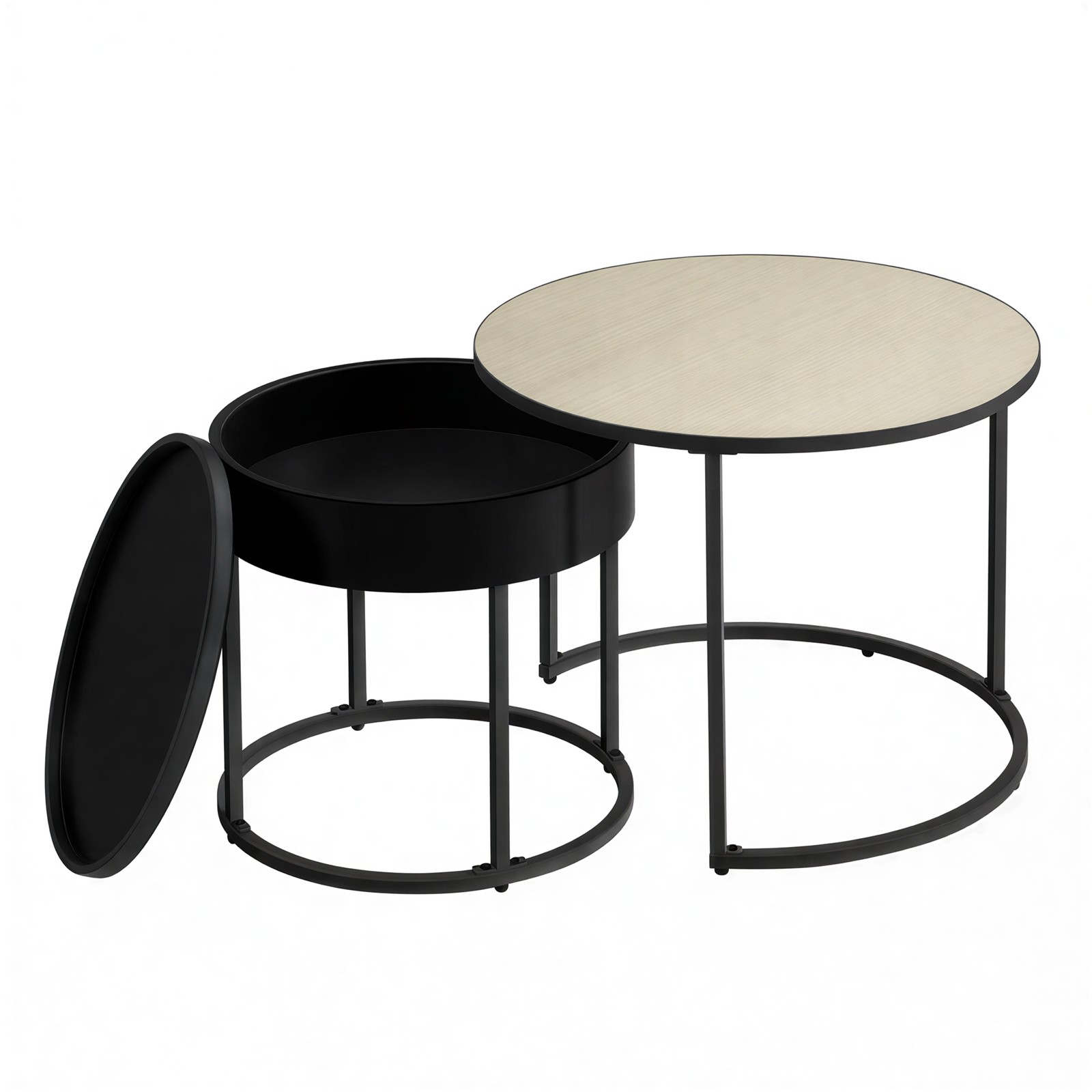 Couchtisch 2er Set, Beistelltisch rund, modern