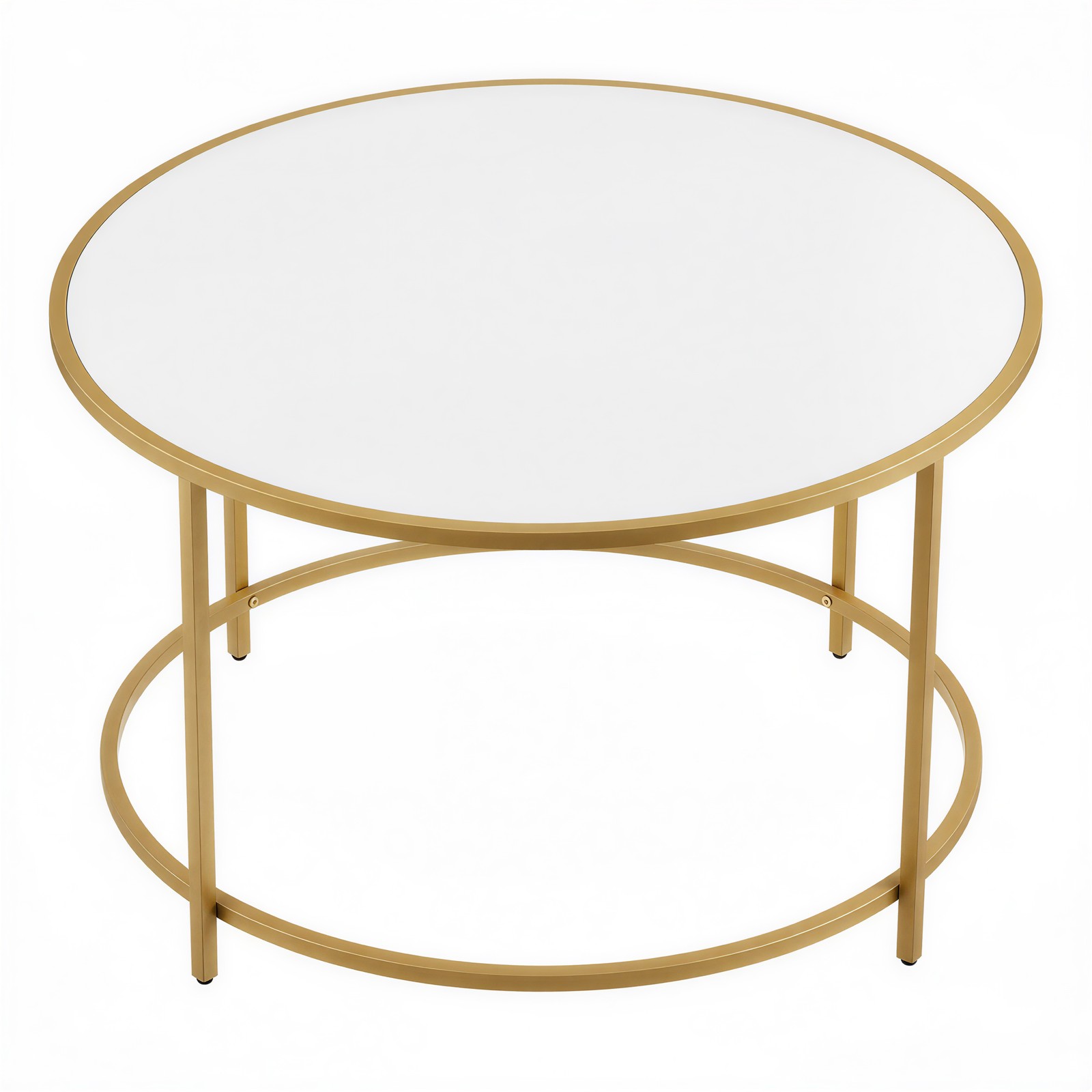Couchtisch rund, Kaffeetisch mit Stahlgestell, Salontisch