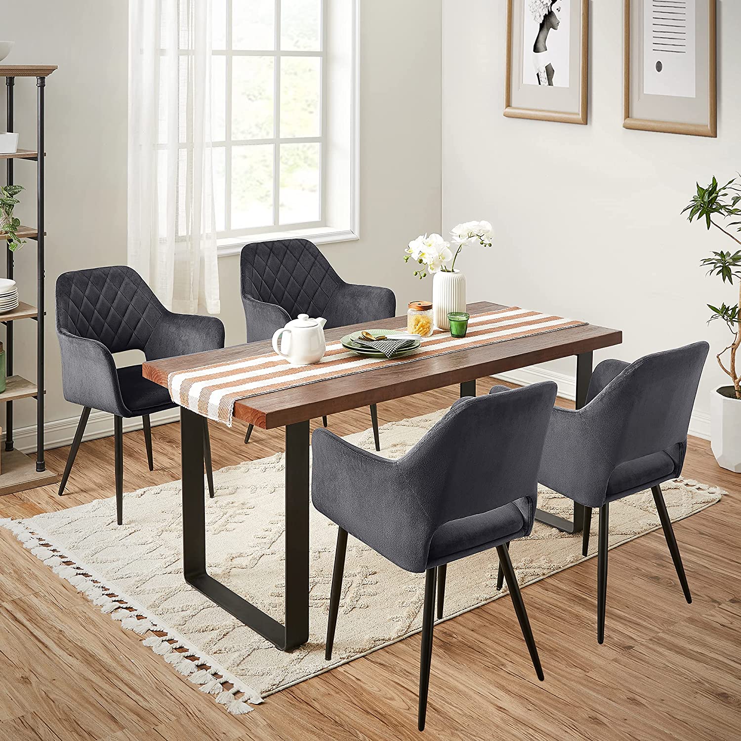 Esszimmerstuhl mit Samtbezug Grau | SONGMICS