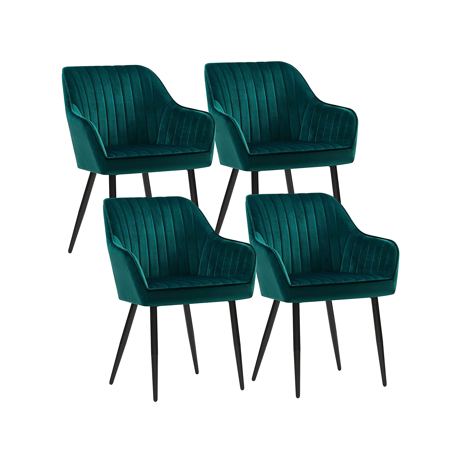 Songmics - Esszimmerstuhl 4er Set Sessel Polsterstuhl mit Armlehnen Metallbeine Samtbezug Sitzbreite 49 cm max 120 kg für Arbeitszimmer