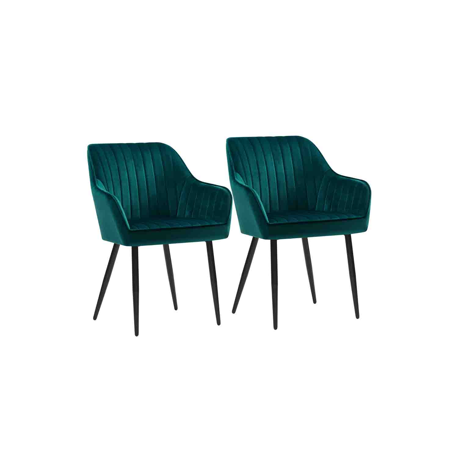 Songmics - Esszimmerstuhl 2er Set Sessel Polsterstuhl mit Armlehnen Metallbeine Samtbezug Sitzbreite 49 cm max 120 kg für Arbeitszimmer
